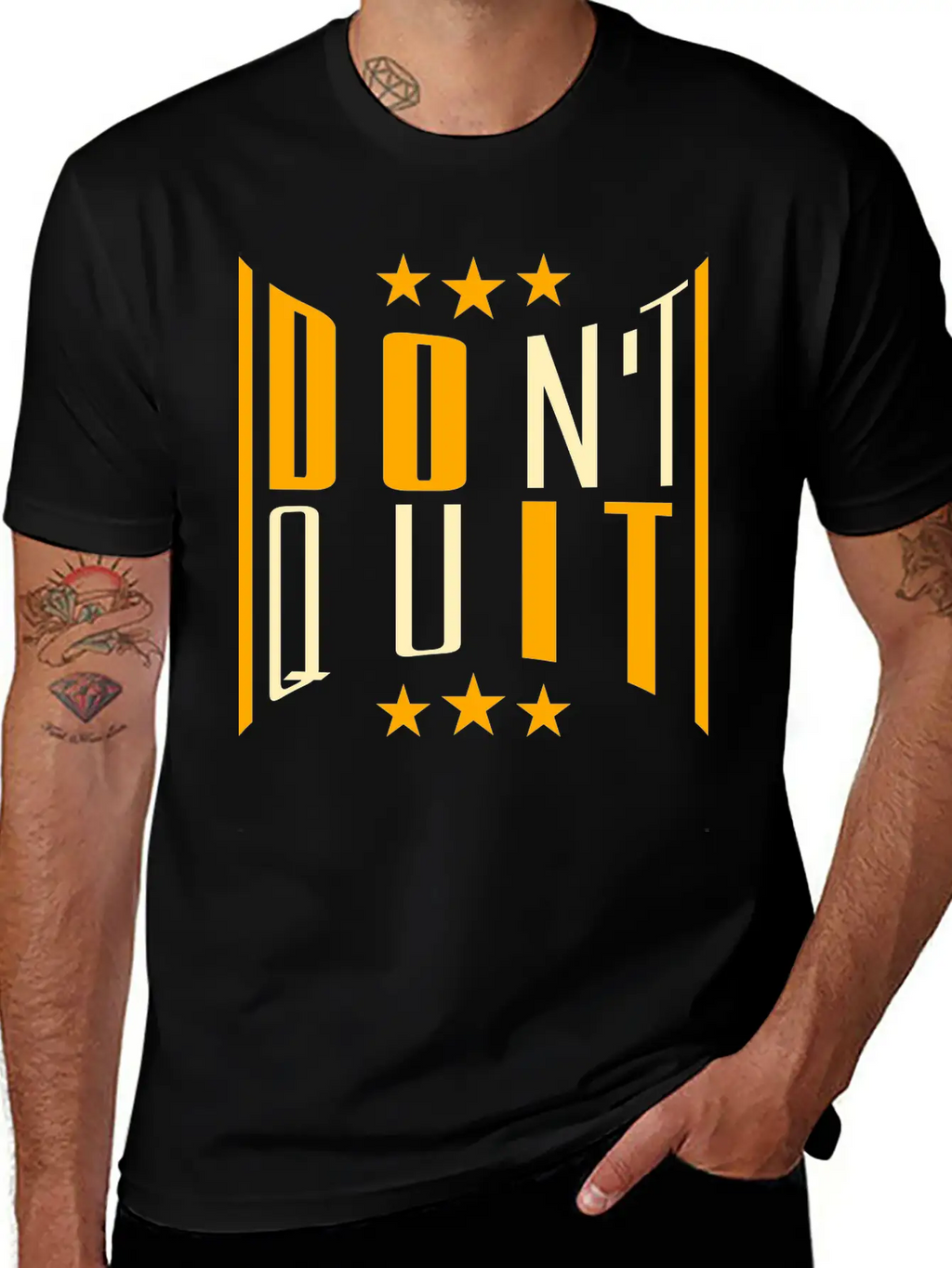 Fitness Cool Text Logo Do Not Quit Do Not Give Up Casual Graphic T-Shirt – Simple And Comfortable Daily Wear