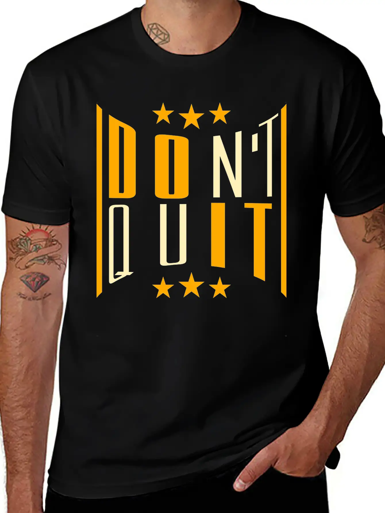 Fitness Cool Text Logo Do Not Quit Do Not Give Up Casual Graphic T-Shirt – Simple And Comfortable Daily Wear