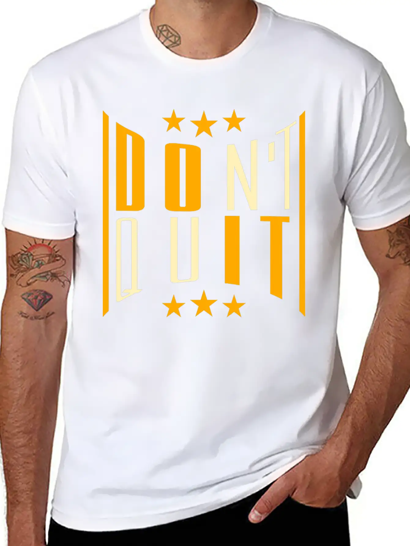 Fitness Cool Text Logo Do Not Quit Do Not Give Up Casual Graphic T-Shirt – Simple And Comfortable Daily Wear
