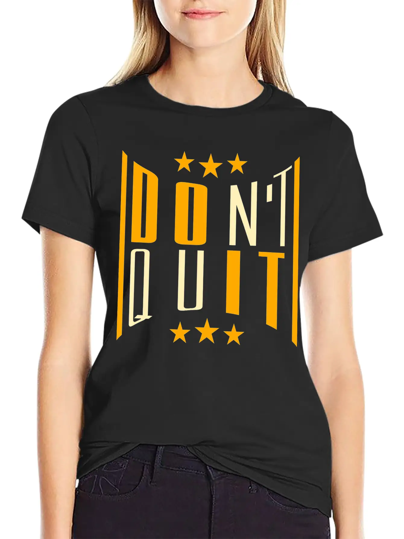 Fitness Cool Text Logo Do Not Quit Do Not Give Up Casual Graphic T-Shirt – Simple And Comfortable Daily Wear
