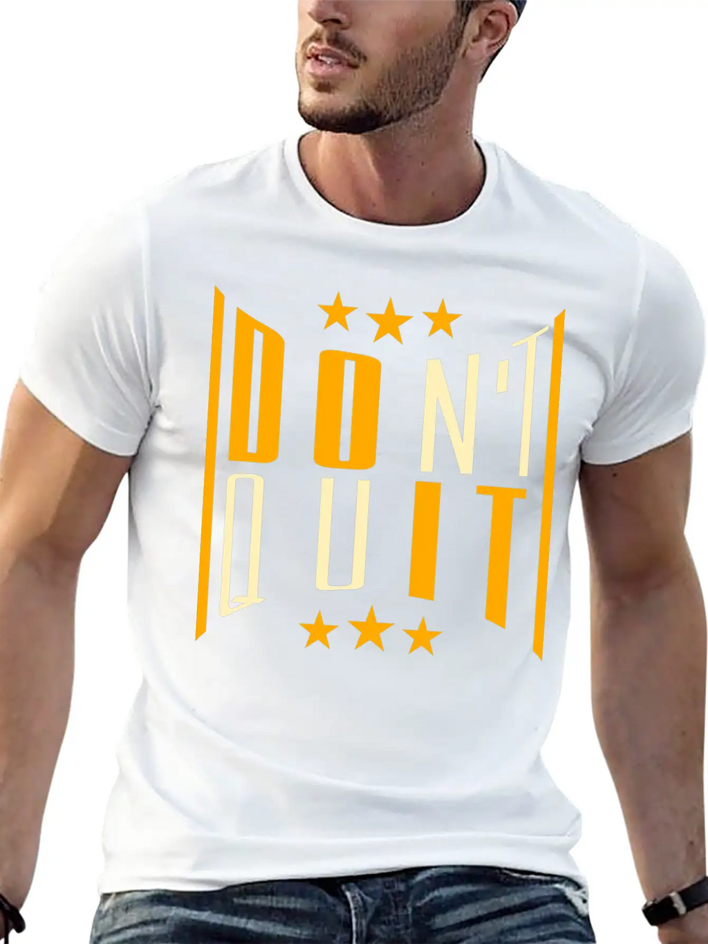 Fitness Cool Text Logo Do Not Quit Do Not Give Up Casual Graphic T-Shirt – Simple And Comfortable Daily Wear