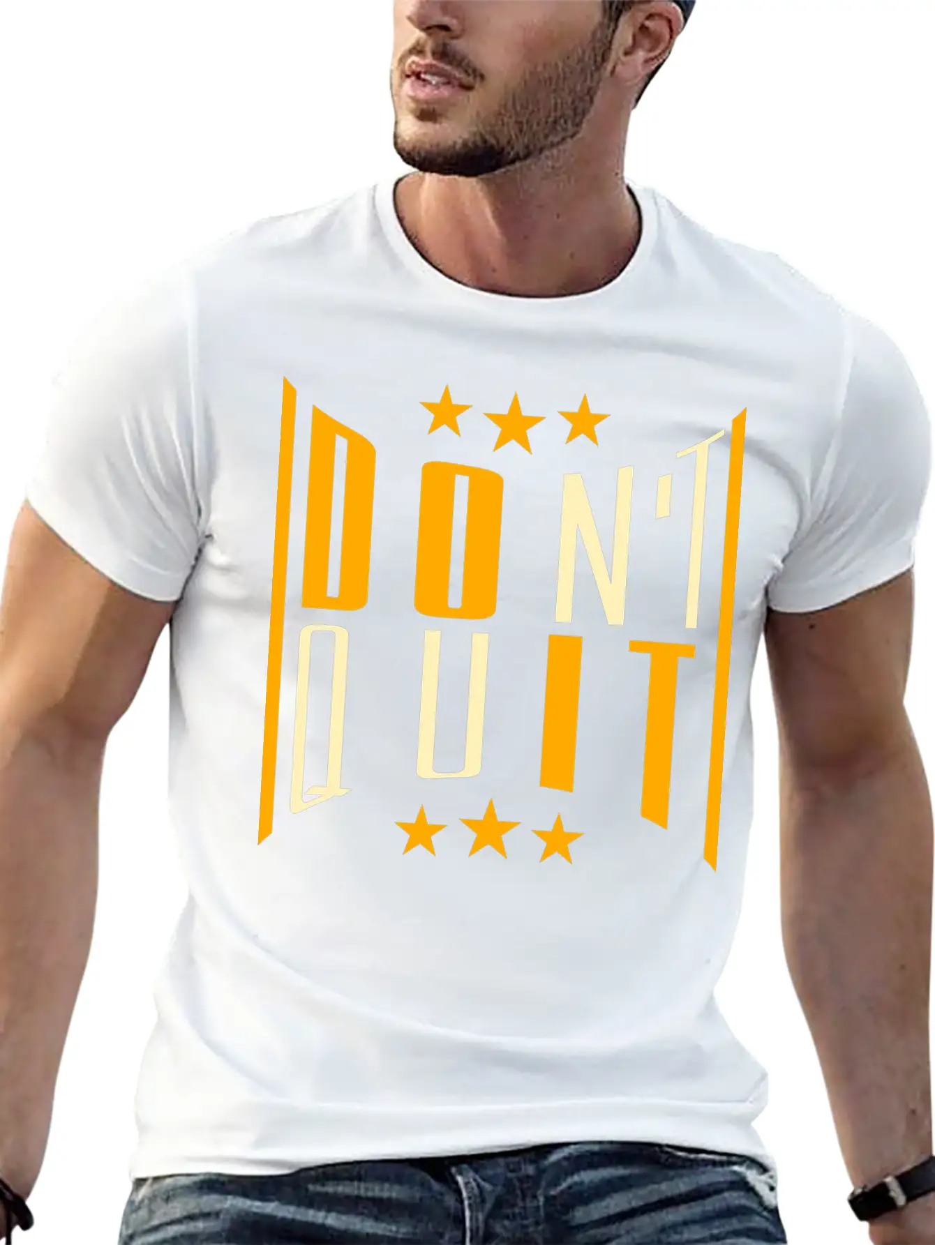 Fitness Cool Text Logo Do Not Quit Do Not Give Up Casual Graphic T-Shirt – Simple And Comfortable Daily Wear