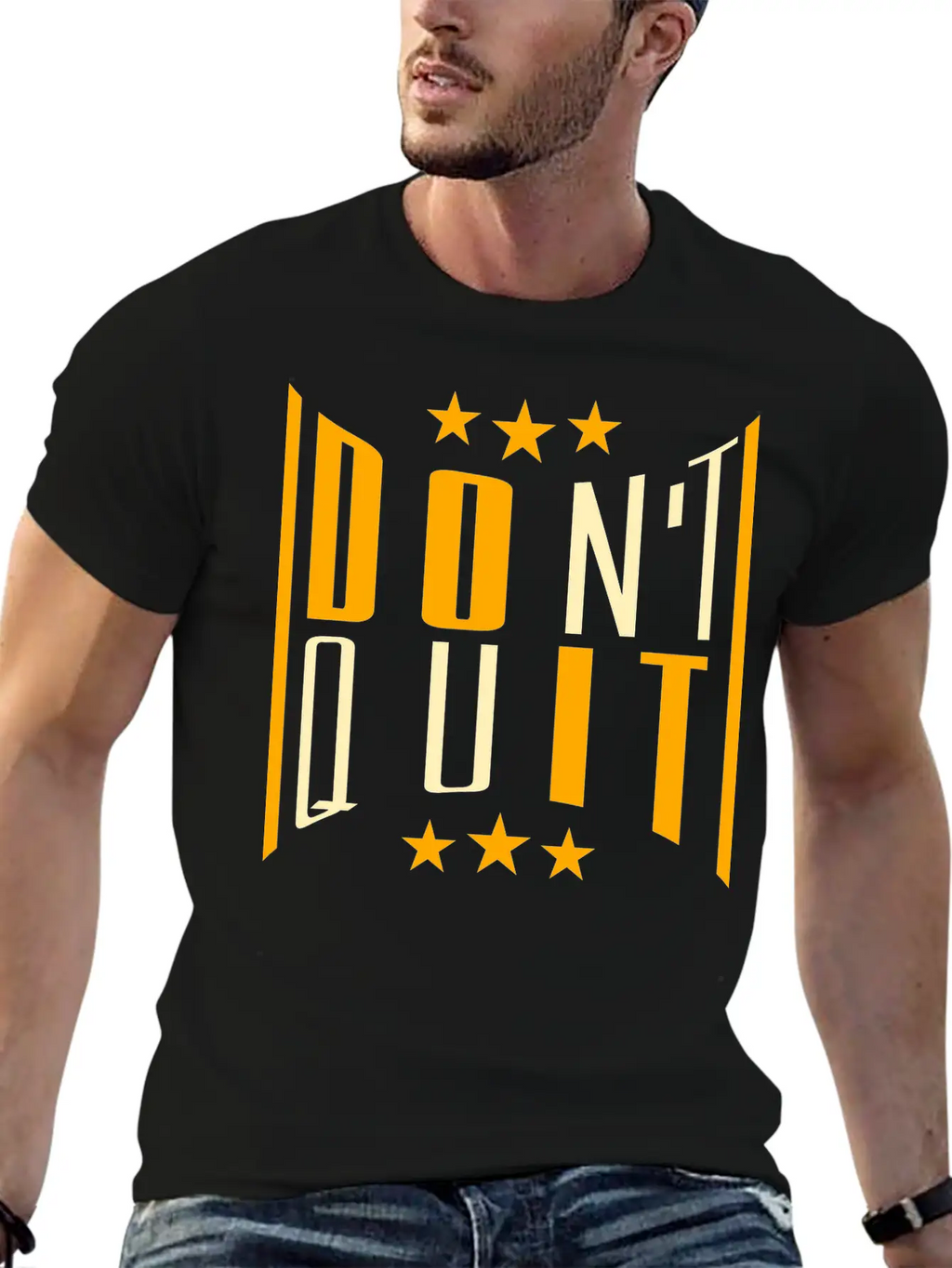 Fitness Cool Text Logo Do Not Quit Do Not Give Up Casual Graphic T-Shirt – Simple And Comfortable Daily Wear