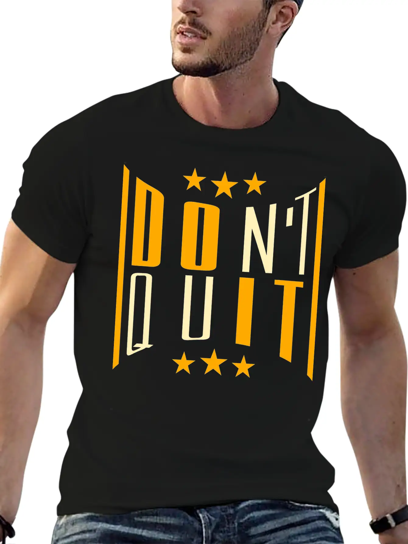 Fitness Cool Text Logo Do Not Quit Do Not Give Up Casual Graphic T-Shirt – Simple And Comfortable Daily Wear