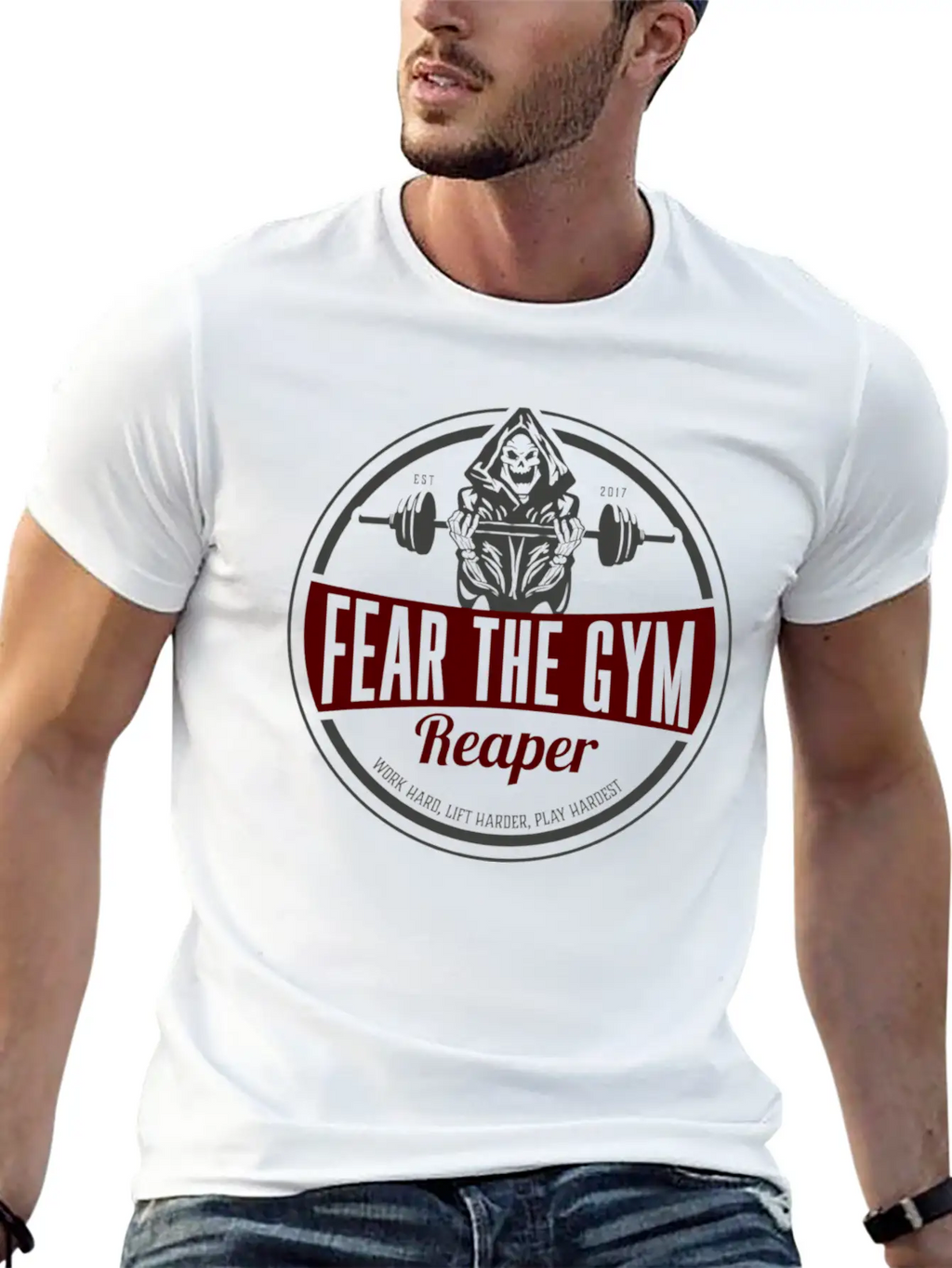 Fitness Gym Workout Motivation Reaper Fear Gift Unisex Short Sleeve Soft Cotton T-Shirt – Casual Everyday Wear