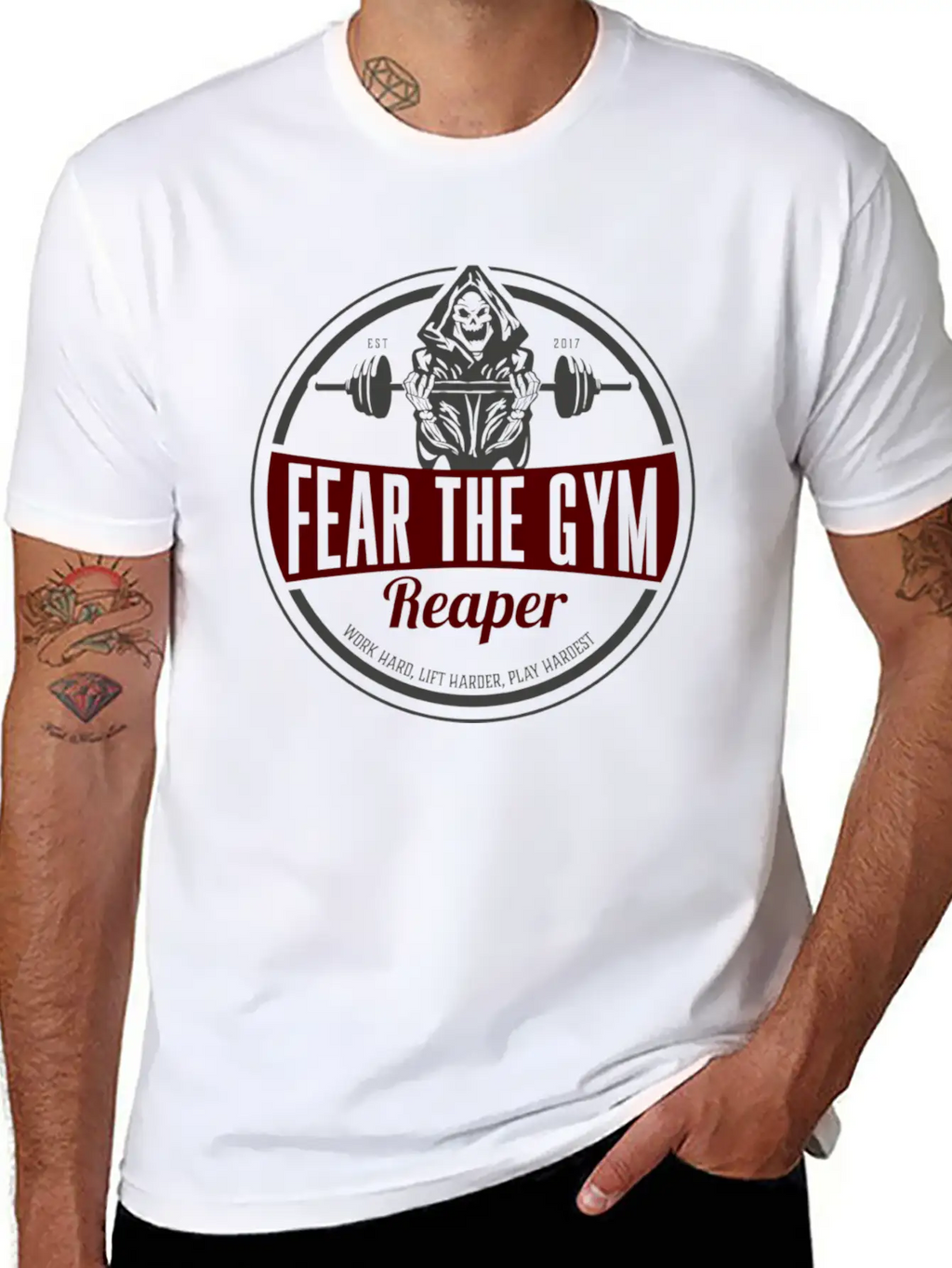 Fitness Gym Workout Motivation Reaper Fear Gift Unisex Short Sleeve Soft Cotton T-Shirt – Casual Everyday Wear