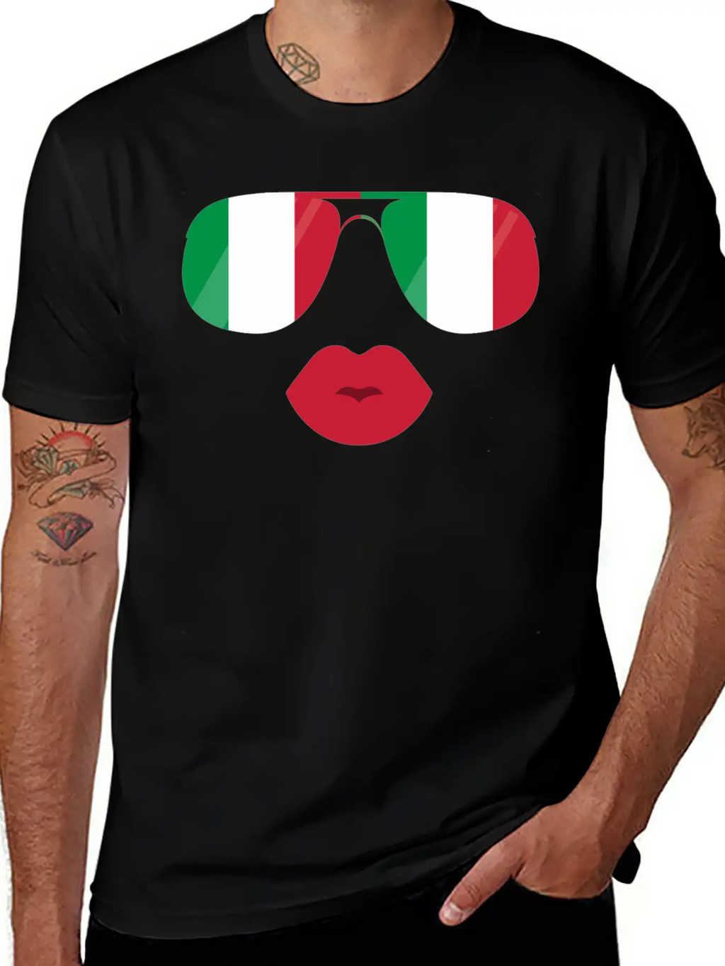 Flag Italia Sunglasses Lips Italian Flags Jacket Casual Graphic T-Shirt – Simple And Comfortable Daily Wear