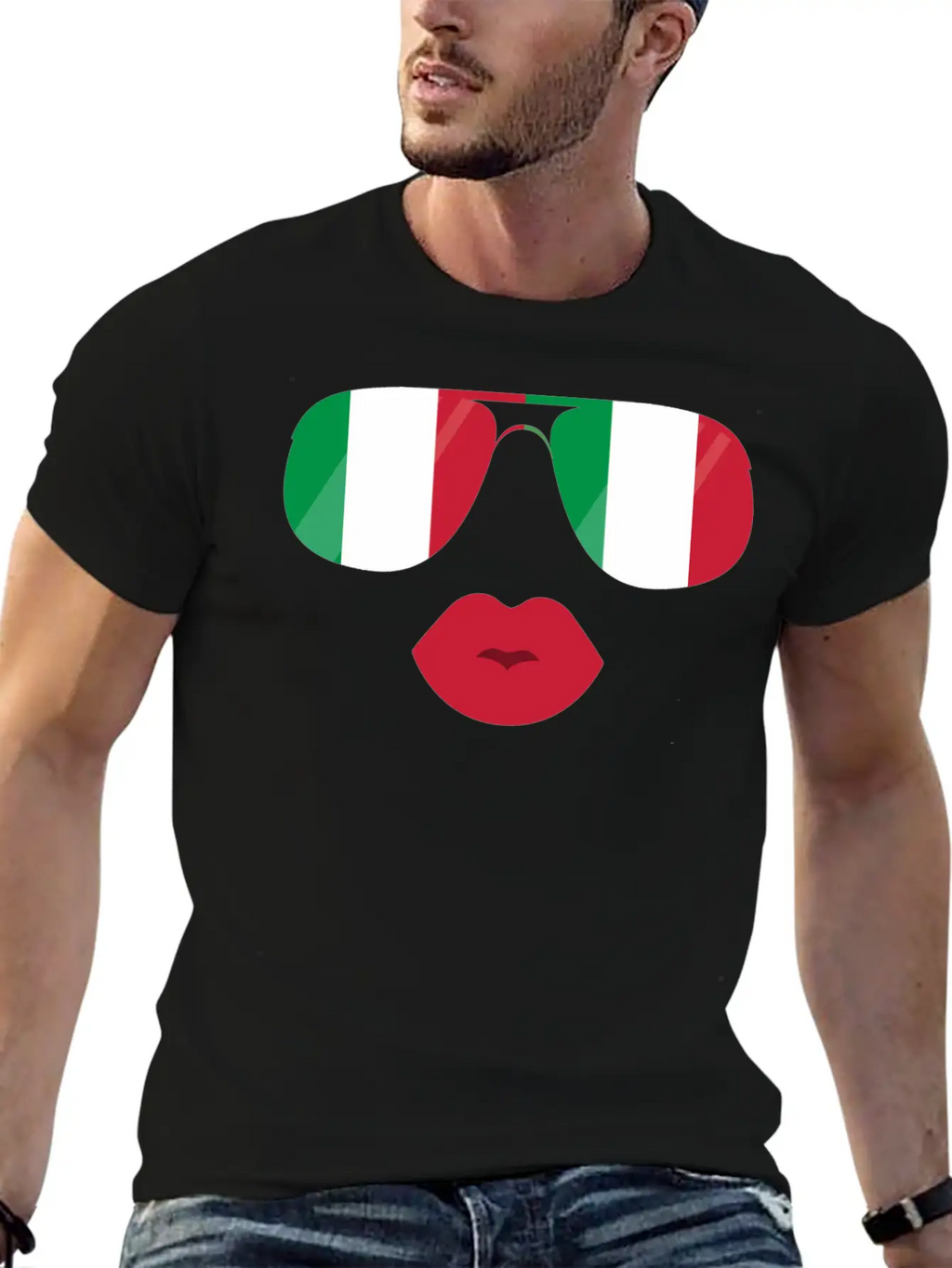 Flag Italia Sunglasses Lips Italian Flags Jacket Casual Graphic T-Shirt – Simple And Comfortable Daily Wear