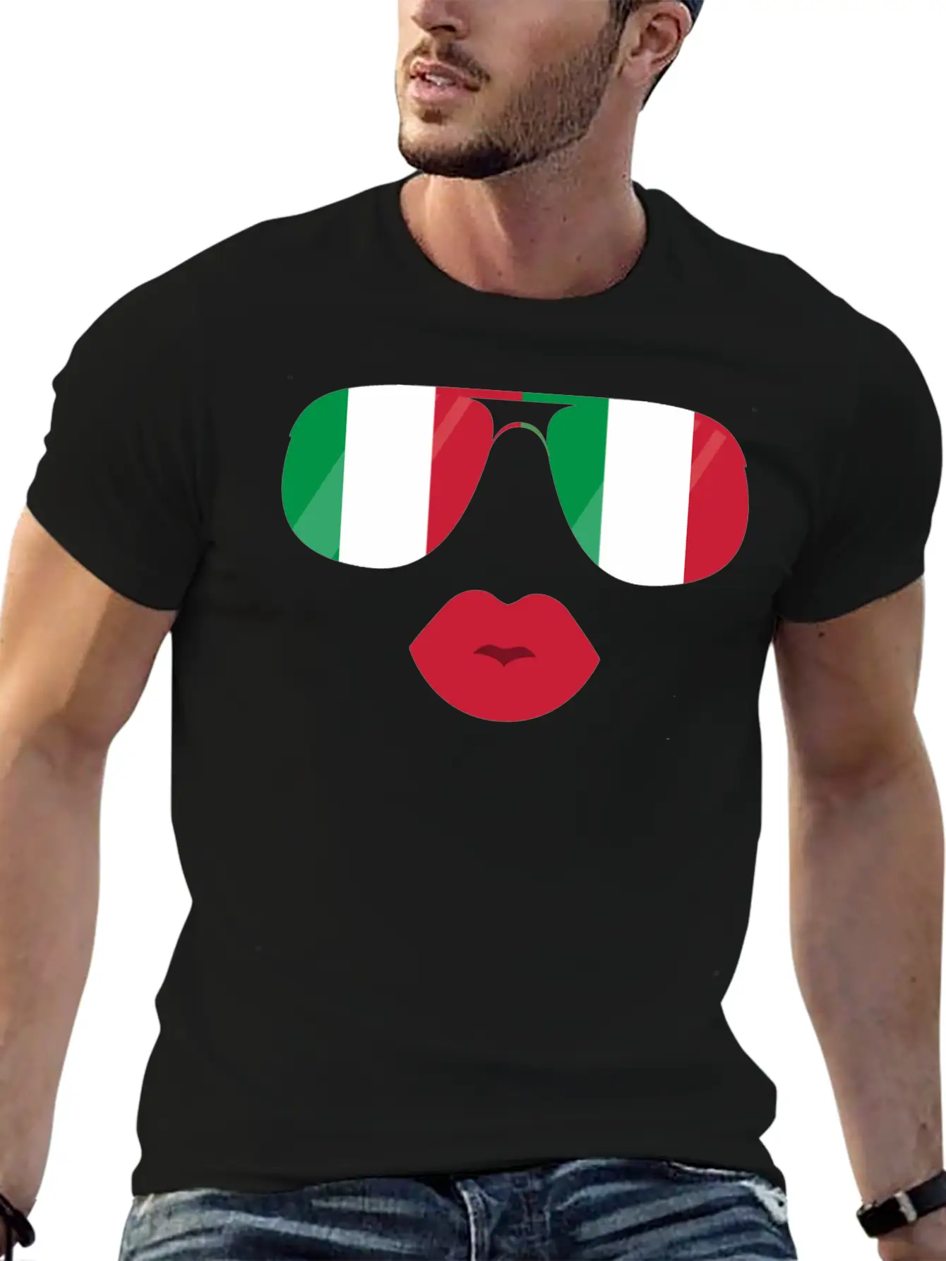 Flag Italia Sunglasses Lips Italian Flags Jacket Casual Graphic T-Shirt – Simple And Comfortable Daily Wear