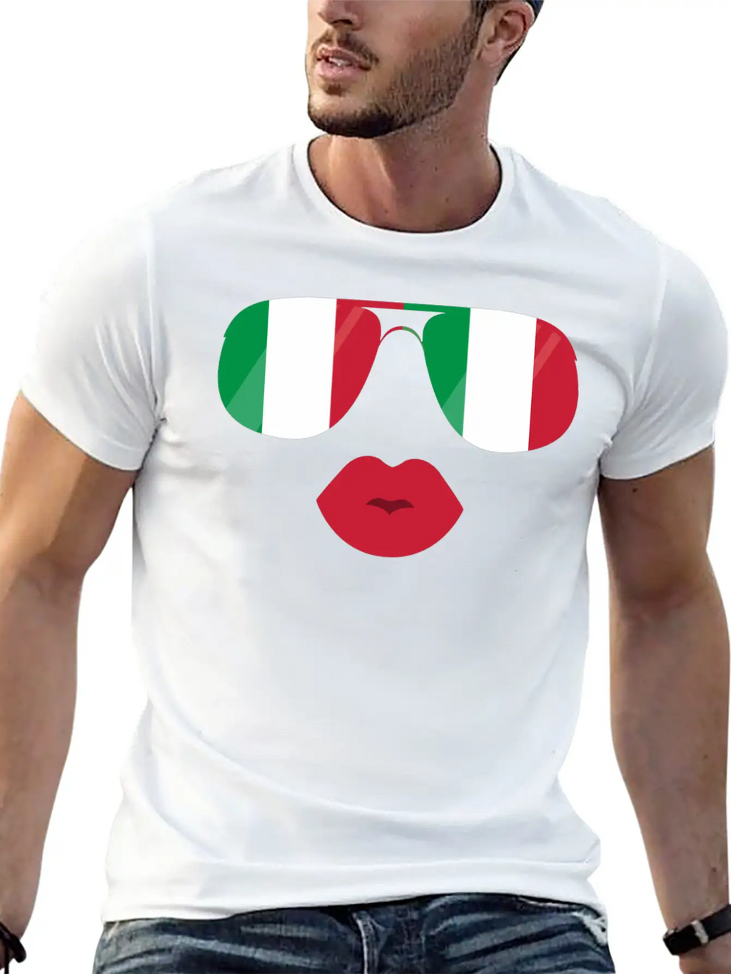 Flag Italia Sunglasses Lips Italian Flags Jacket Casual Graphic T-Shirt – Simple And Comfortable Daily Wear