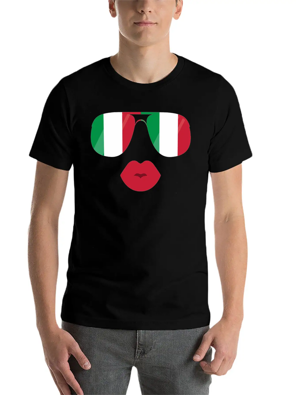 Flag Italia Sunglasses Lips Italian Flags Jacket Casual Graphic T-Shirt – Simple And Comfortable Daily Wear