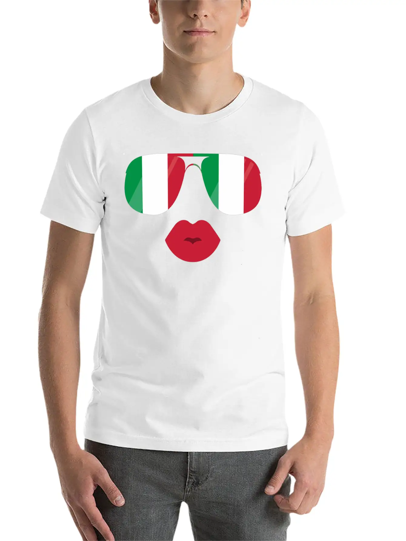 Flag Italia Sunglasses Lips Italian Flags Jacket Casual Graphic T-Shirt – Simple And Comfortable Daily Wear