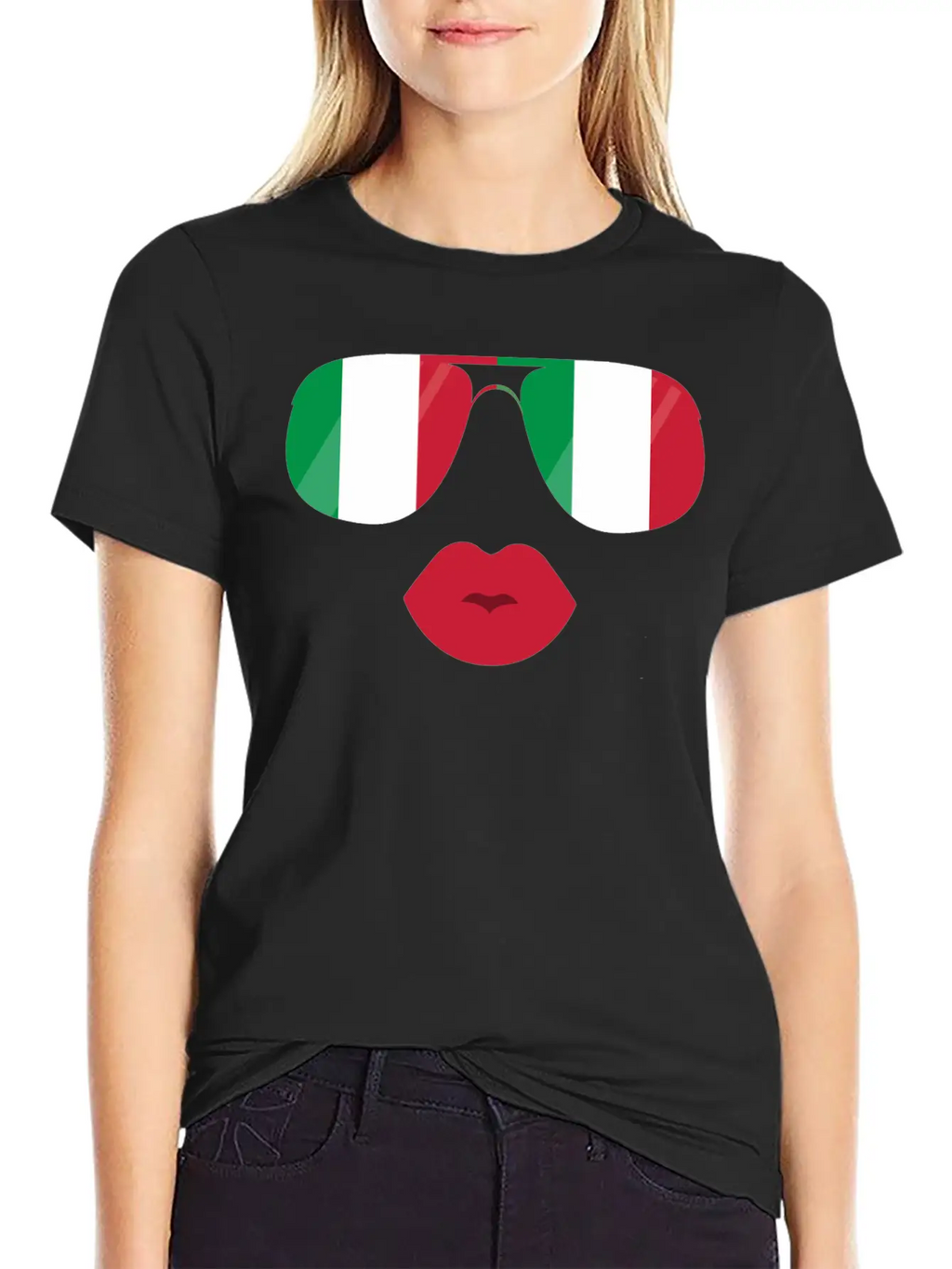 Flag Italia Sunglasses Lips Italian Flags Jacket Casual Graphic T-Shirt – Simple And Comfortable Daily Wear