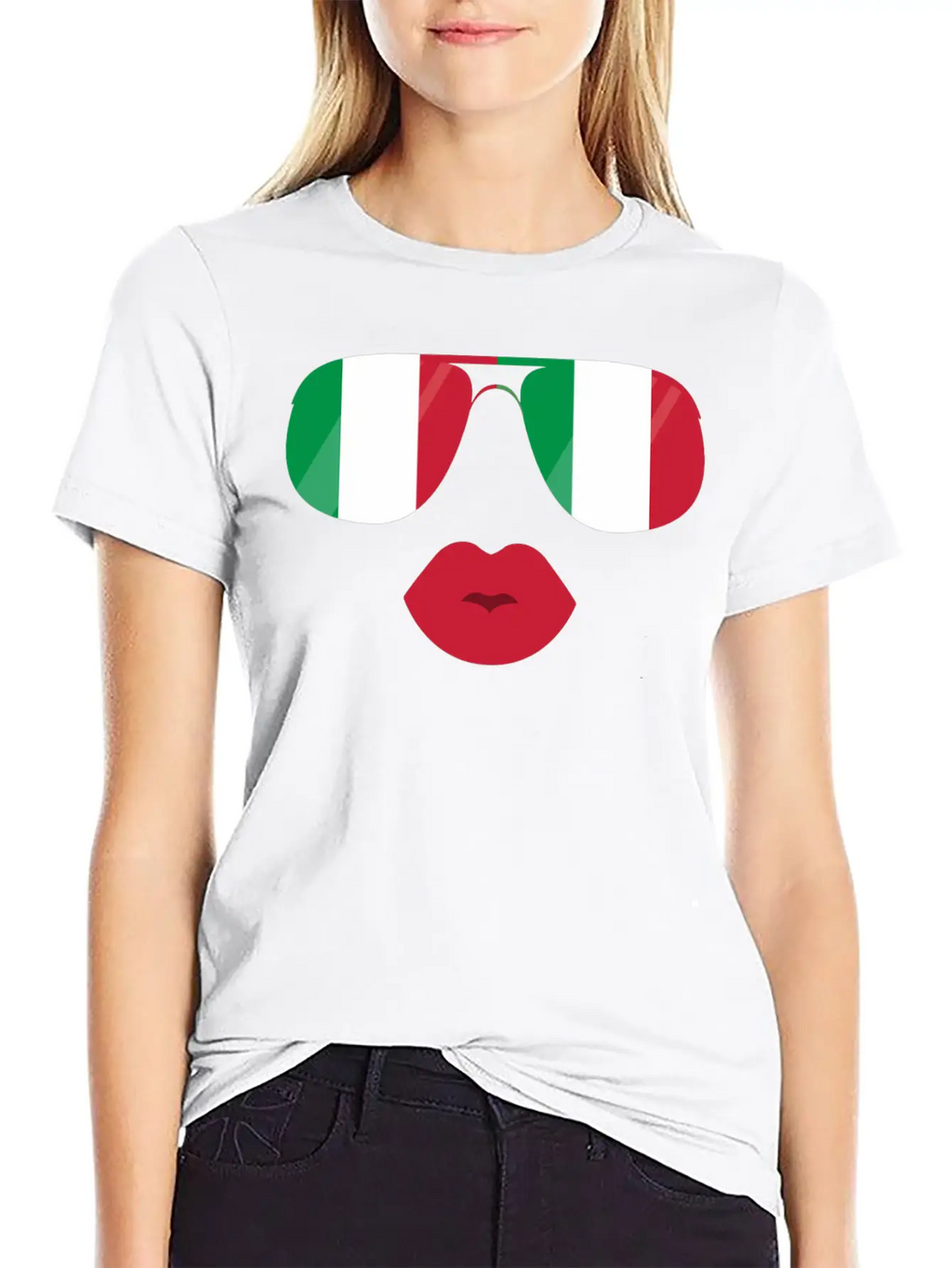 Flag Italia Sunglasses Lips Italian Flags Jacket Casual Graphic T-Shirt – Simple And Comfortable Daily Wear