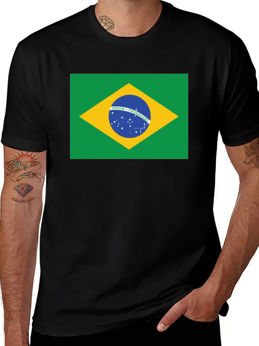 Flag Of Brazil Cool Brazilian Flag Casual Graphic T-Shirt – Simple And Comfortable Daily Wear