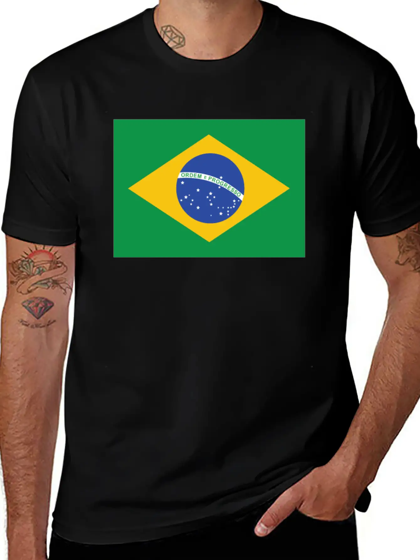 Flag Of Brazil Cool Brazilian Flag Casual Graphic T-Shirt – Simple And Comfortable Daily Wear