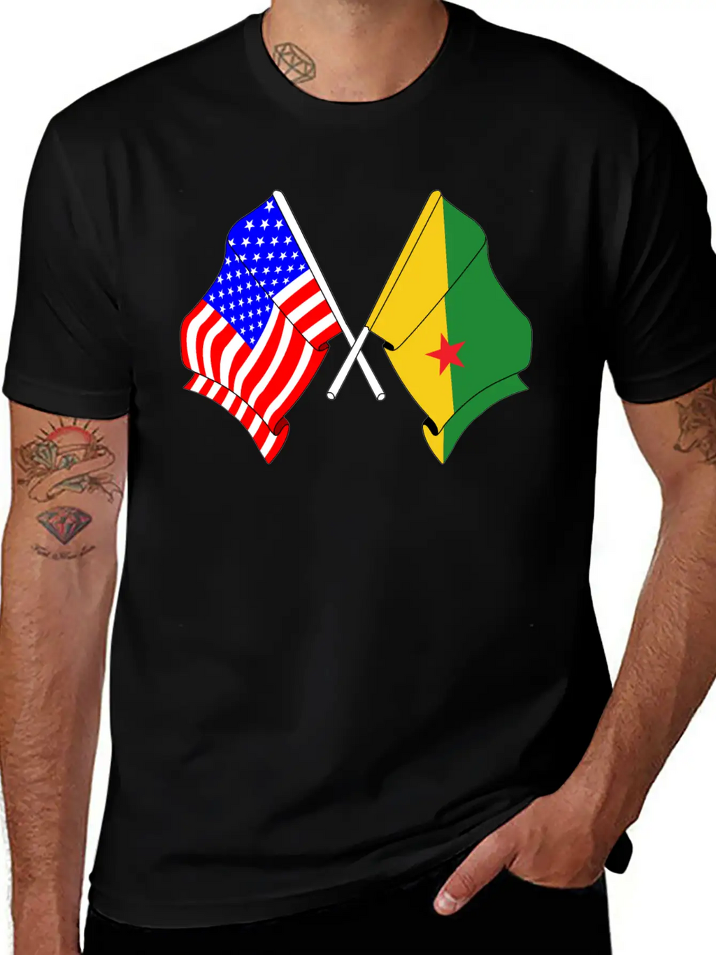 Flag USA, French Guiana Casual Graphic T-Shirt – Simple And Comfortable Daily Wear