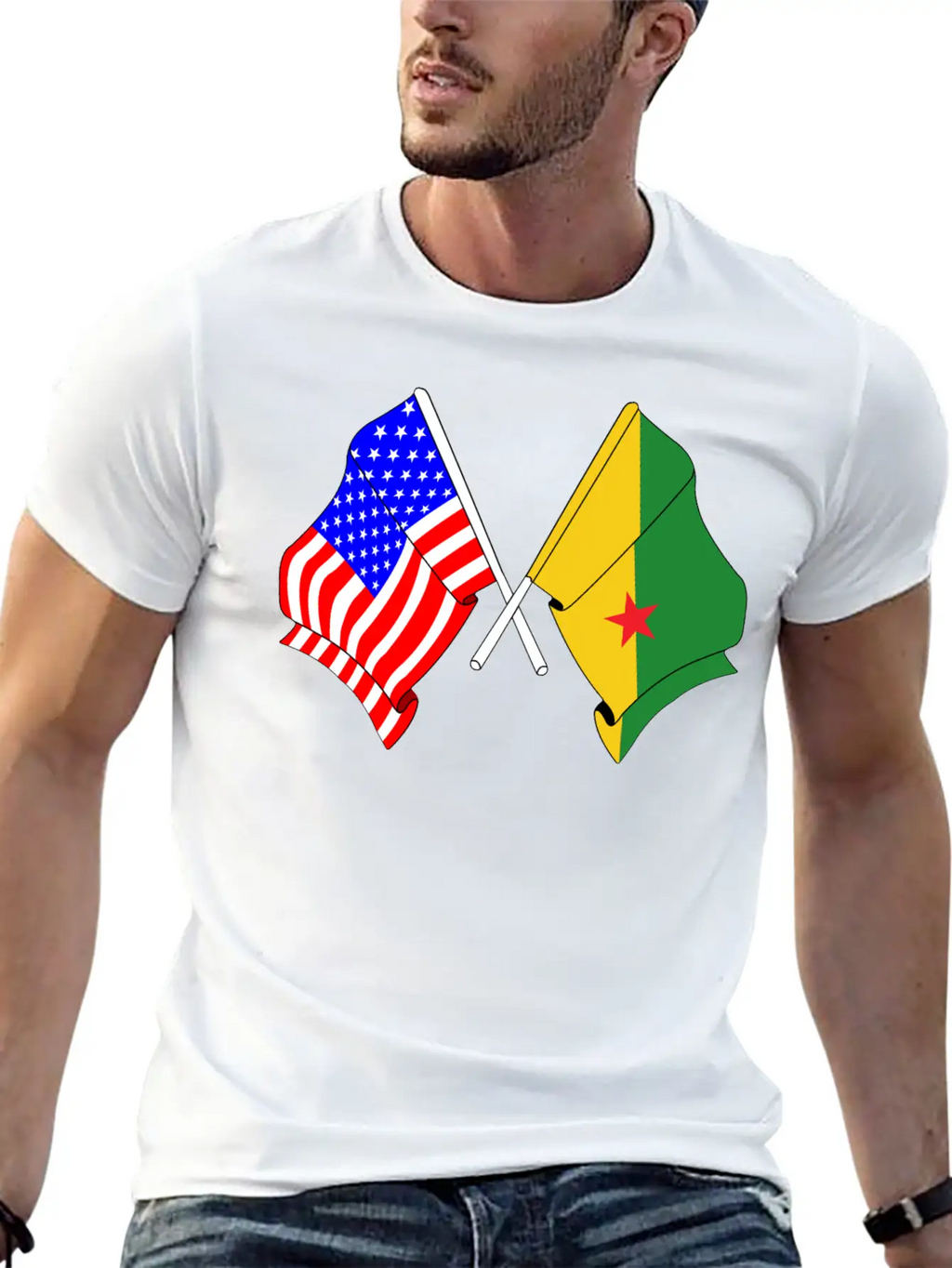 Flag USA, French Guiana Casual Graphic T-Shirt – Simple And Comfortable Daily Wear