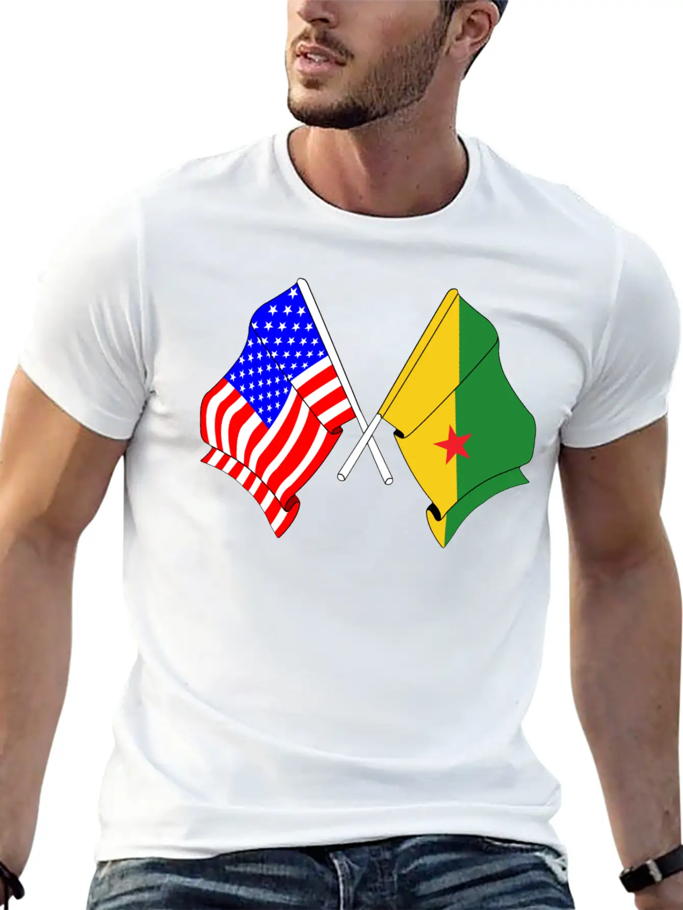 Flag USA, French Guiana Casual Graphic T-Shirt – Simple And Comfortable Daily Wear
