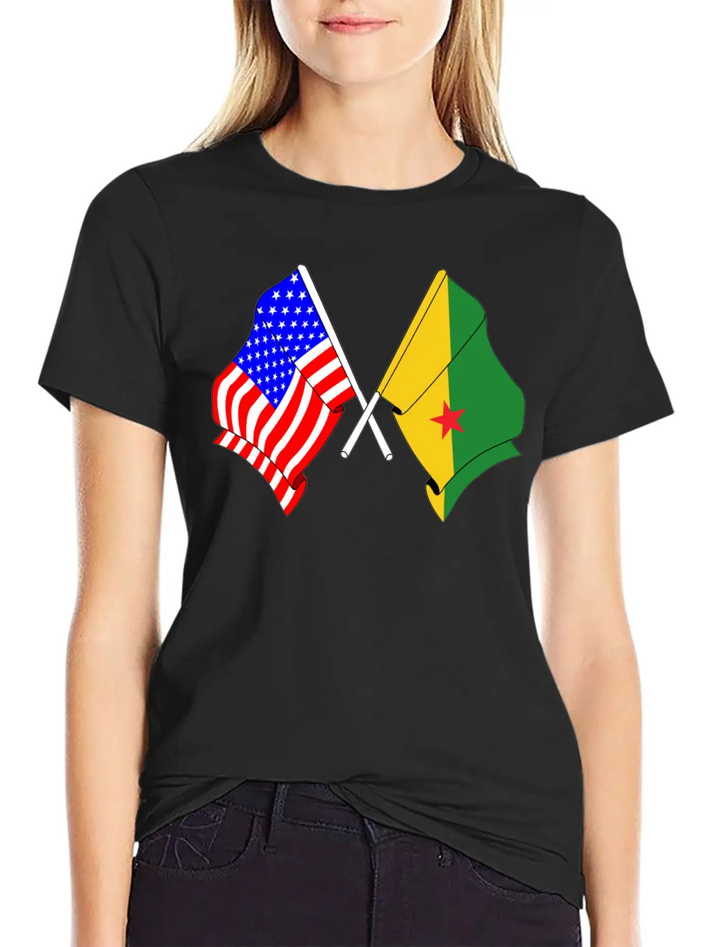 Flag USA, French Guiana Casual Graphic T-Shirt – Simple And Comfortable Daily Wear