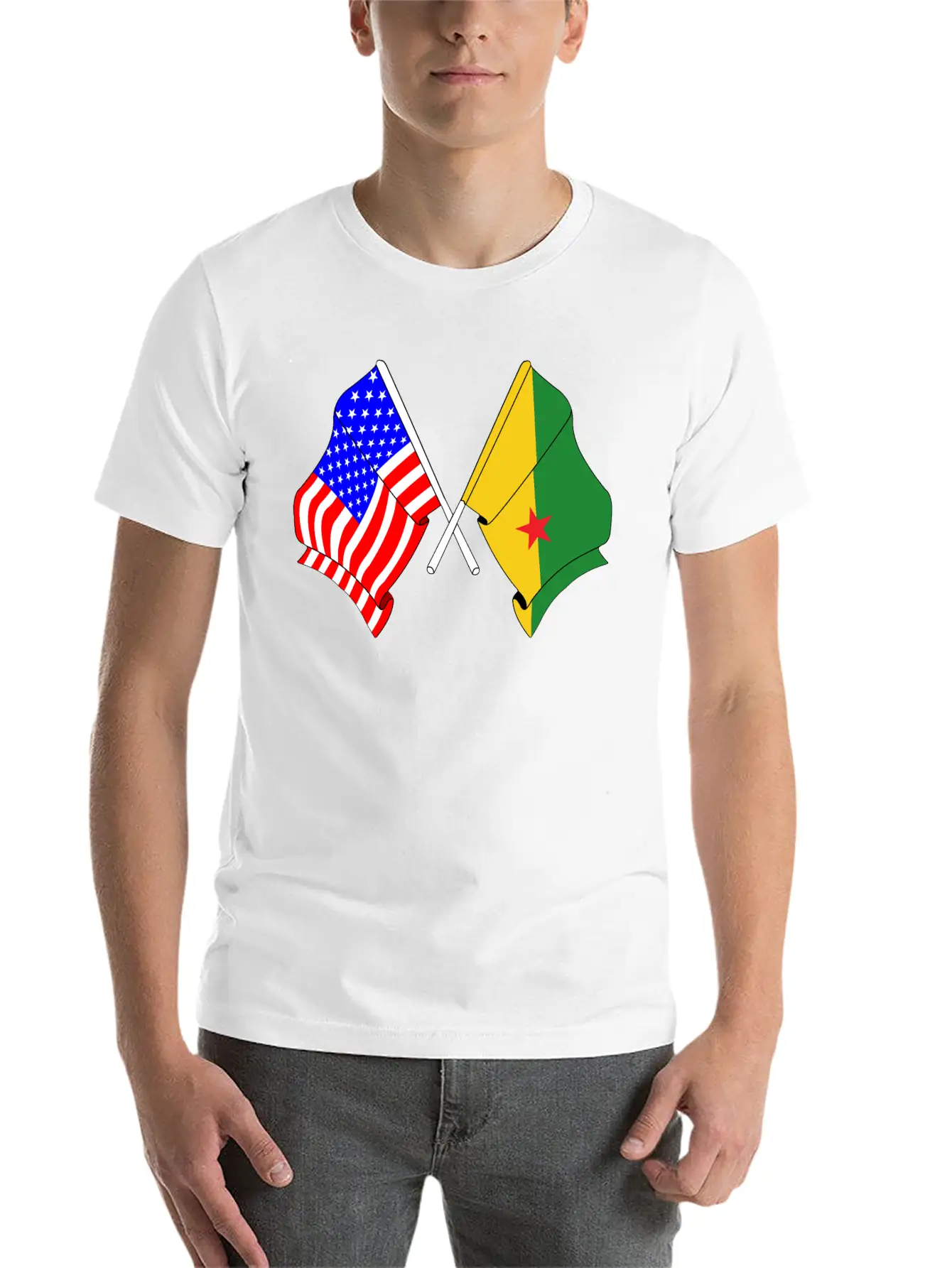 Flag USA, French Guiana Casual Graphic T-Shirt – Simple And Comfortable Daily Wear