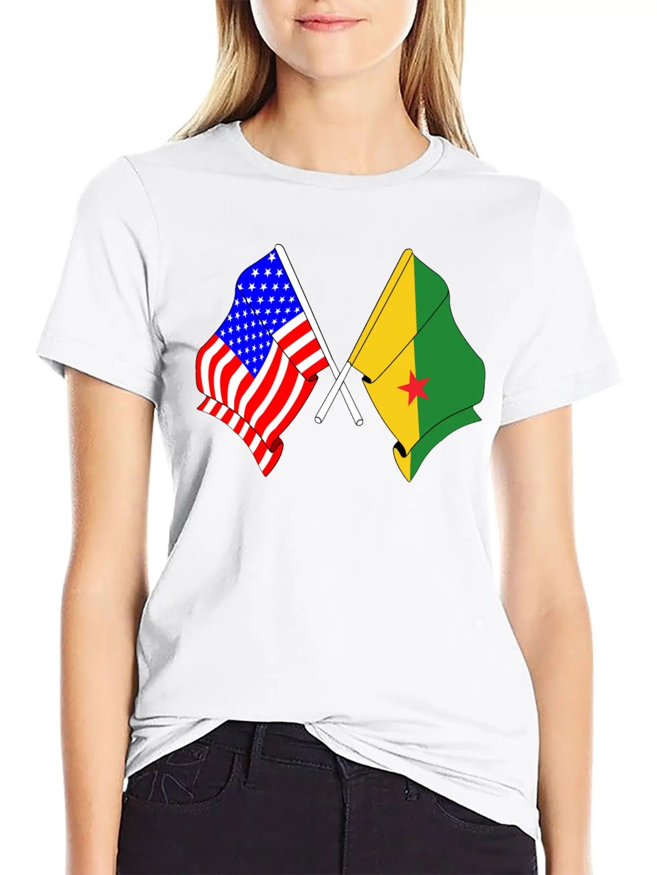 Flag USA, French Guiana Casual Graphic T-Shirt – Simple And Comfortable Daily Wear