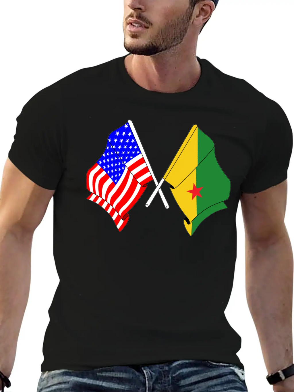 Flag USA, French Guiana Casual Graphic T-Shirt – Simple And Comfortable Daily Wear