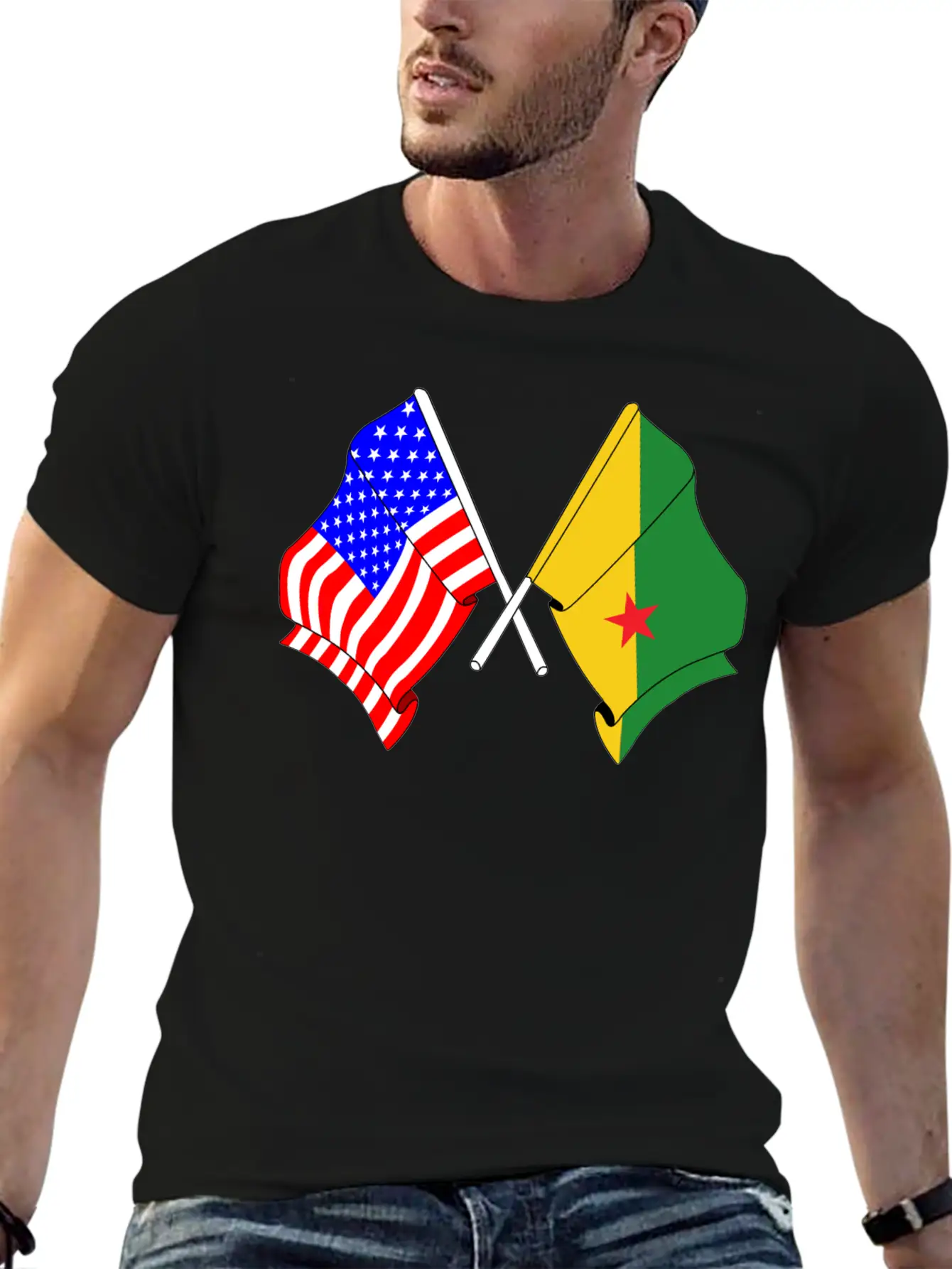 Flag USA, French Guiana Casual Graphic T-Shirt – Simple And Comfortable Daily Wear