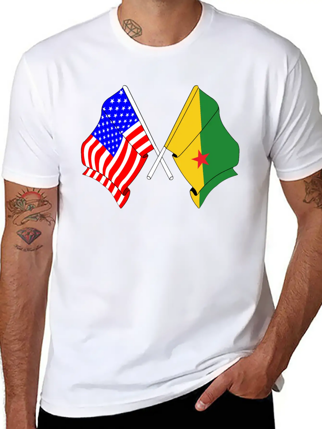 Flag USA, French Guiana Casual Graphic T-Shirt – Simple And Comfortable Daily Wear