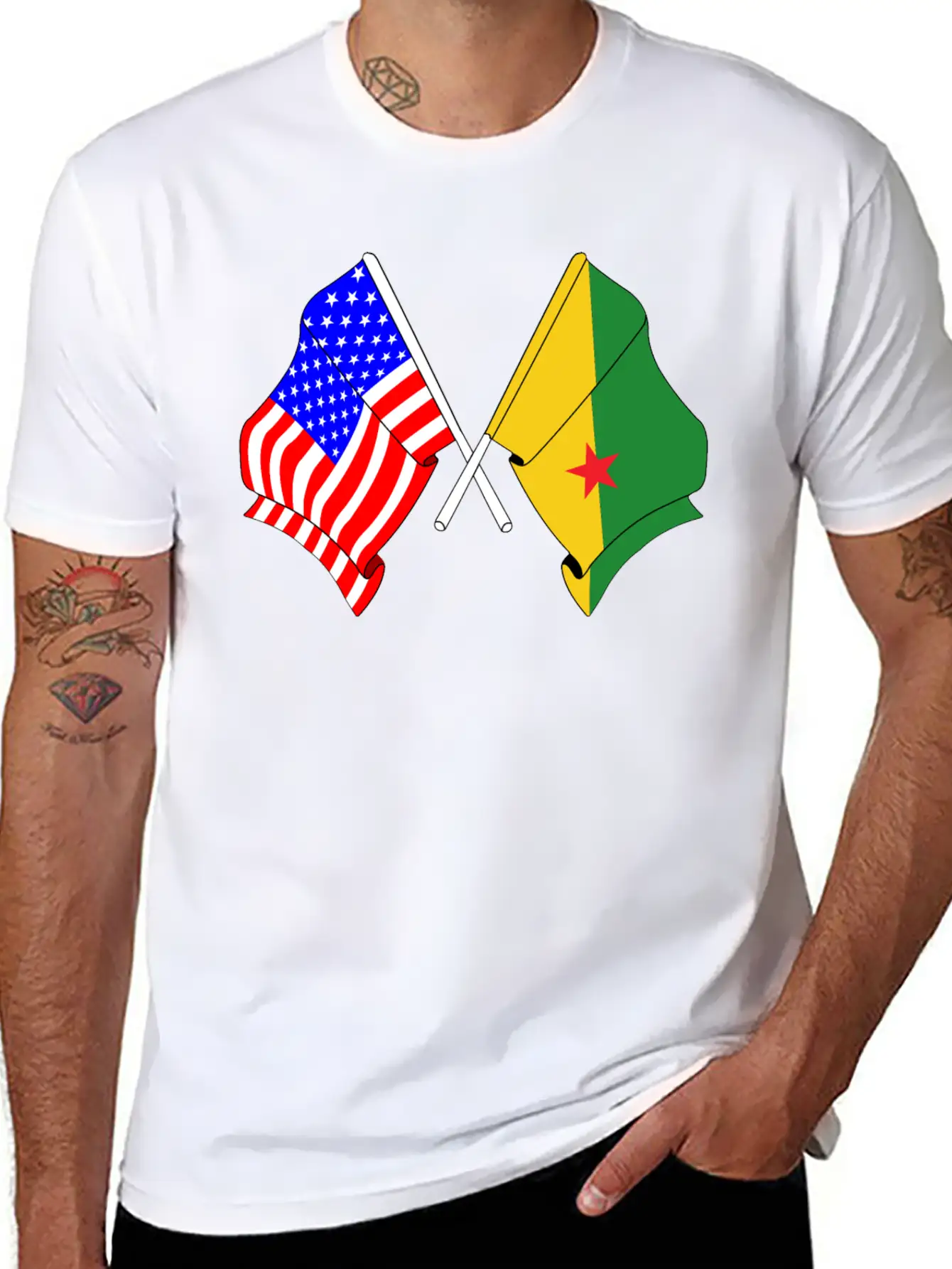 Flag USA, French Guiana Casual Graphic T-Shirt – Simple And Comfortable Daily Wear