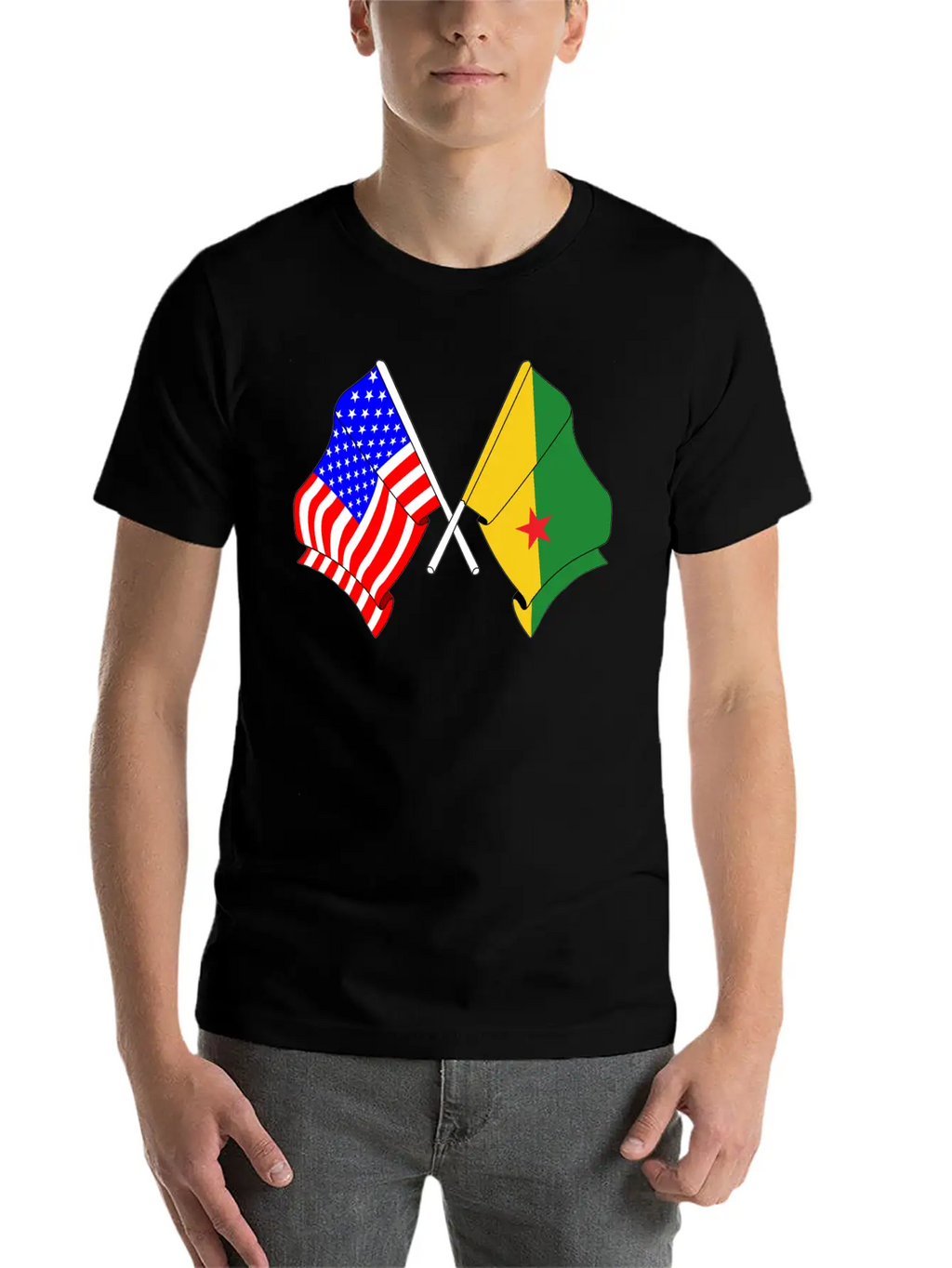 Flag USA, French Guiana Casual Graphic T-Shirt – Simple And Comfortable Daily Wear
