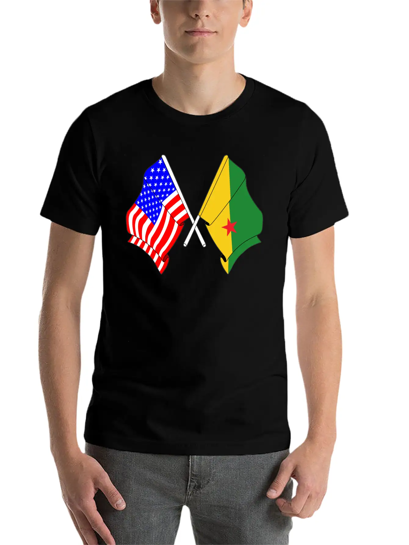 Flag USA, French Guiana Casual Graphic T-Shirt – Simple And Comfortable Daily Wear