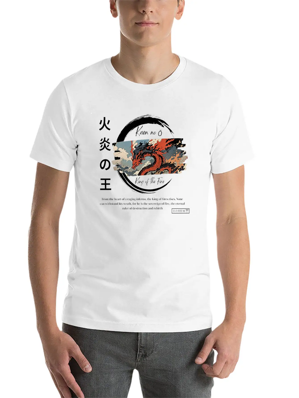 Flame Dragon Japanese Style (White) Unisex Casual T-Shirt – Clean Design For Daily Comfort