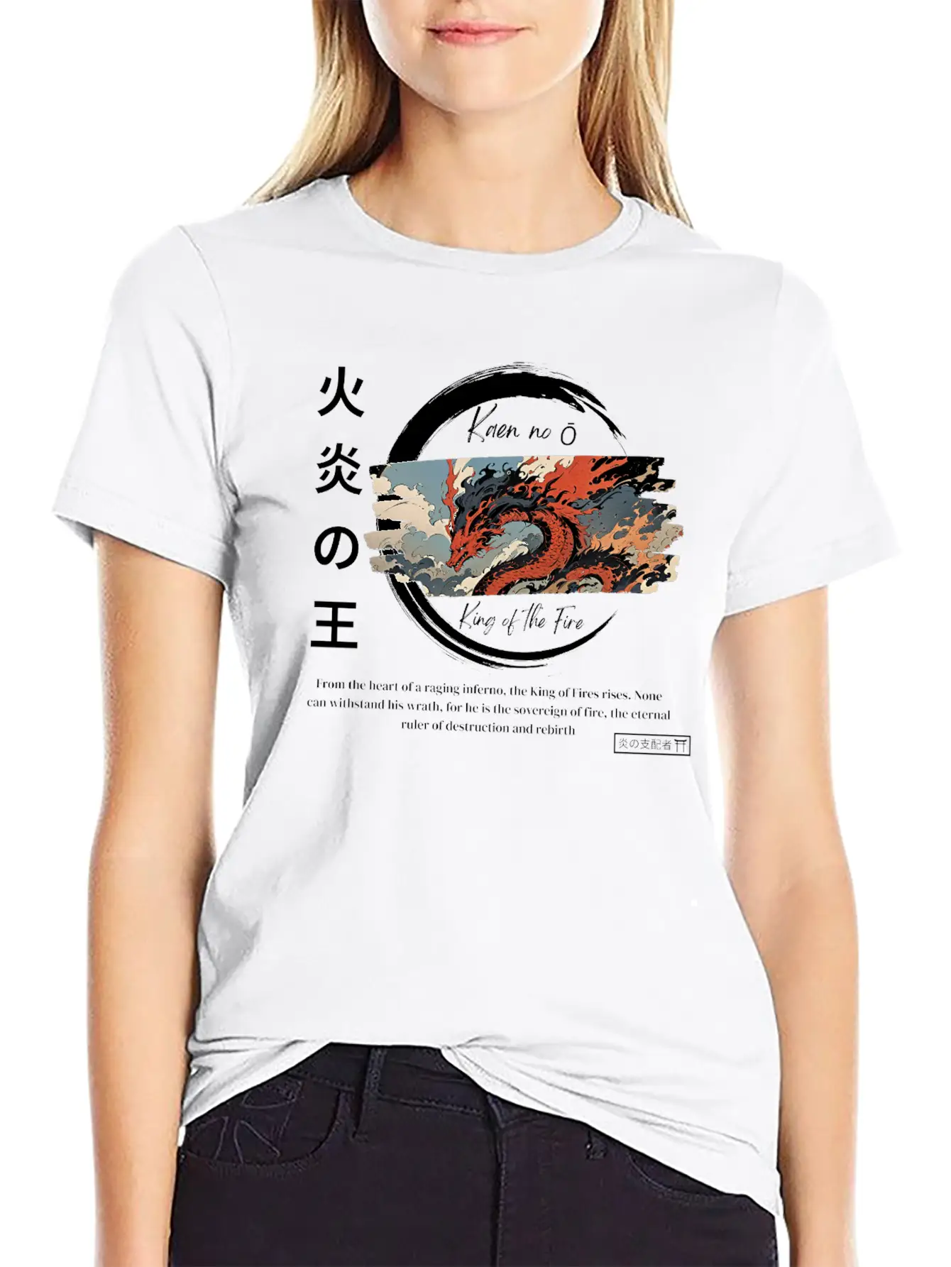 Flame Dragon Japanese Style (White) Unisex Casual T-Shirt – Clean Design For Daily Comfort