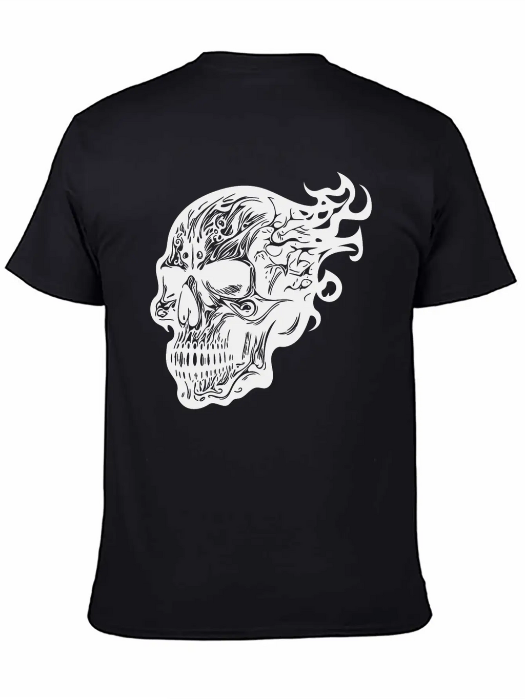 Flaming Tattoo Fire Skull Stylish Everyday T-Shirt – Unisex Basic Cotton Tee