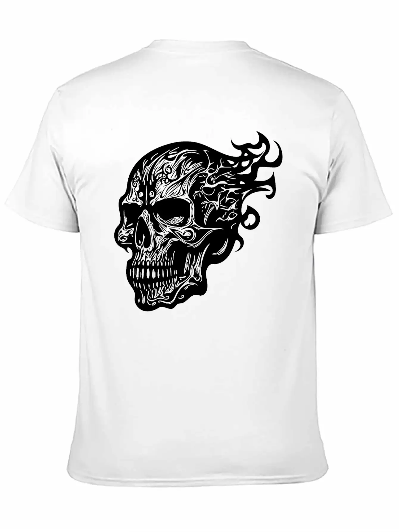 Flaming Tattoo Fire Skull Stylish Everyday T-Shirt – Unisex Basic Cotton Tee