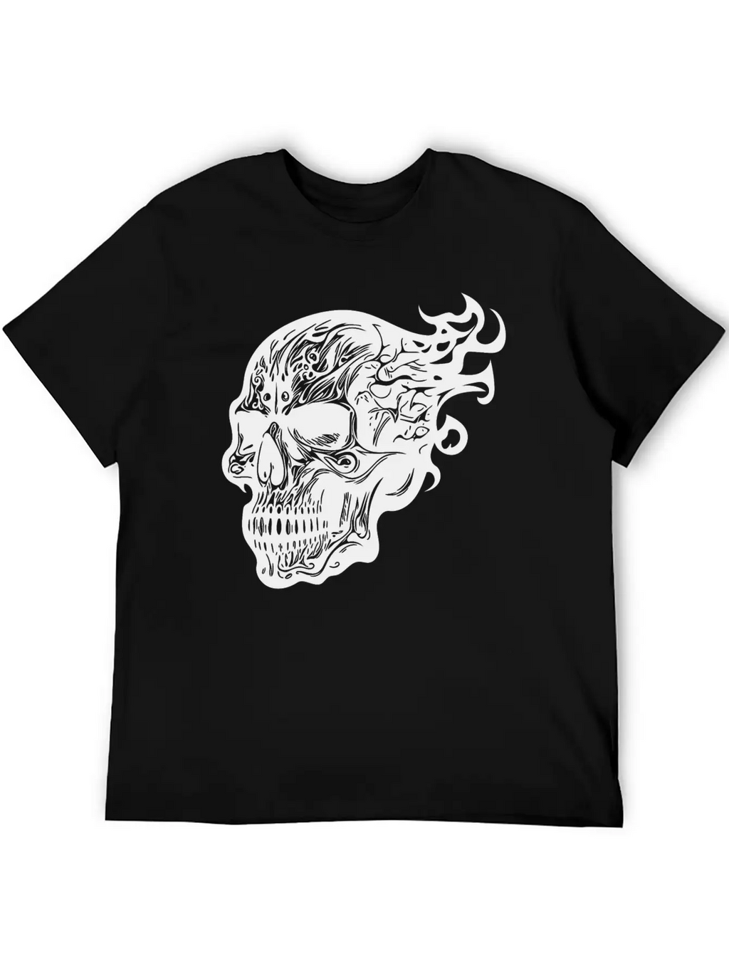 Flaming Tattoo Fire Skull Stylish Everyday T-Shirt – Unisex Basic Cotton Tee