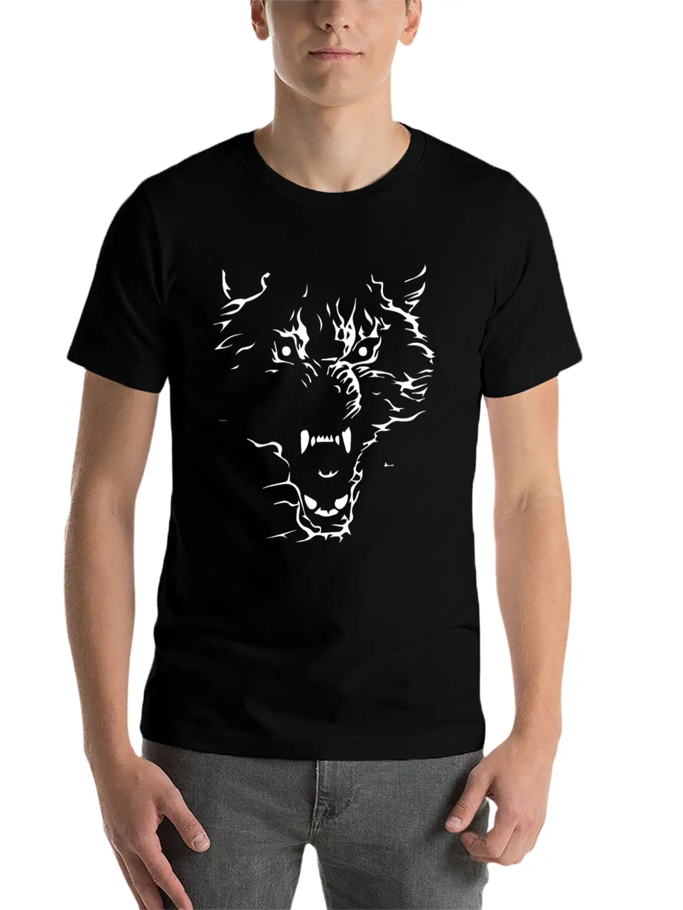 Flaming Wolf Unisex Casual T-Shirt – Clean Design For Daily Comfort
