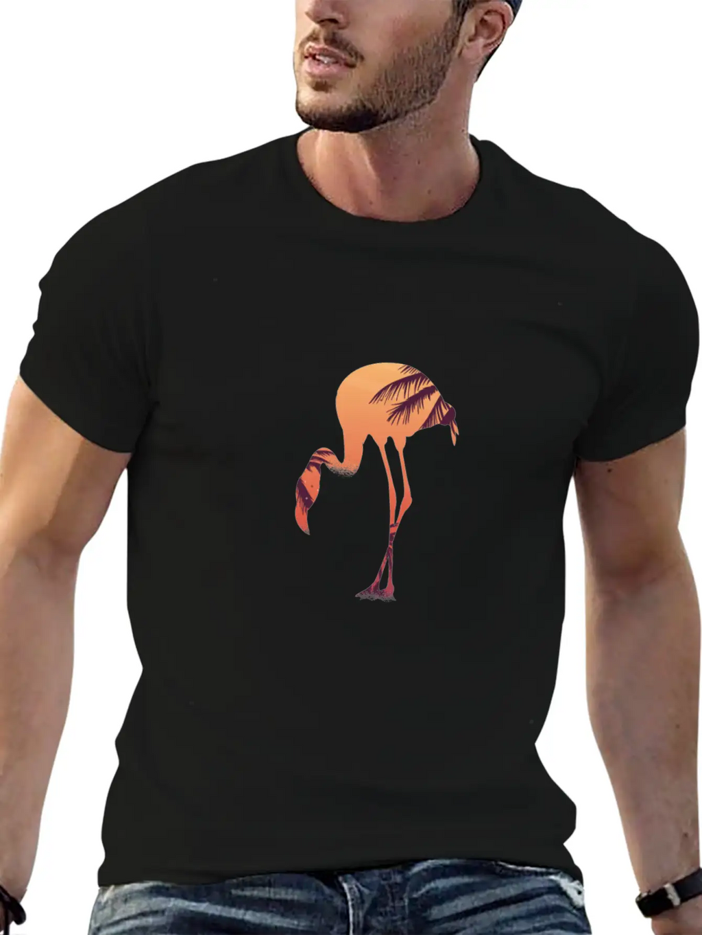 Flamingo Flamingos Drawing Breathable Soft Cotton T-Shirt – Timeless Casual Look