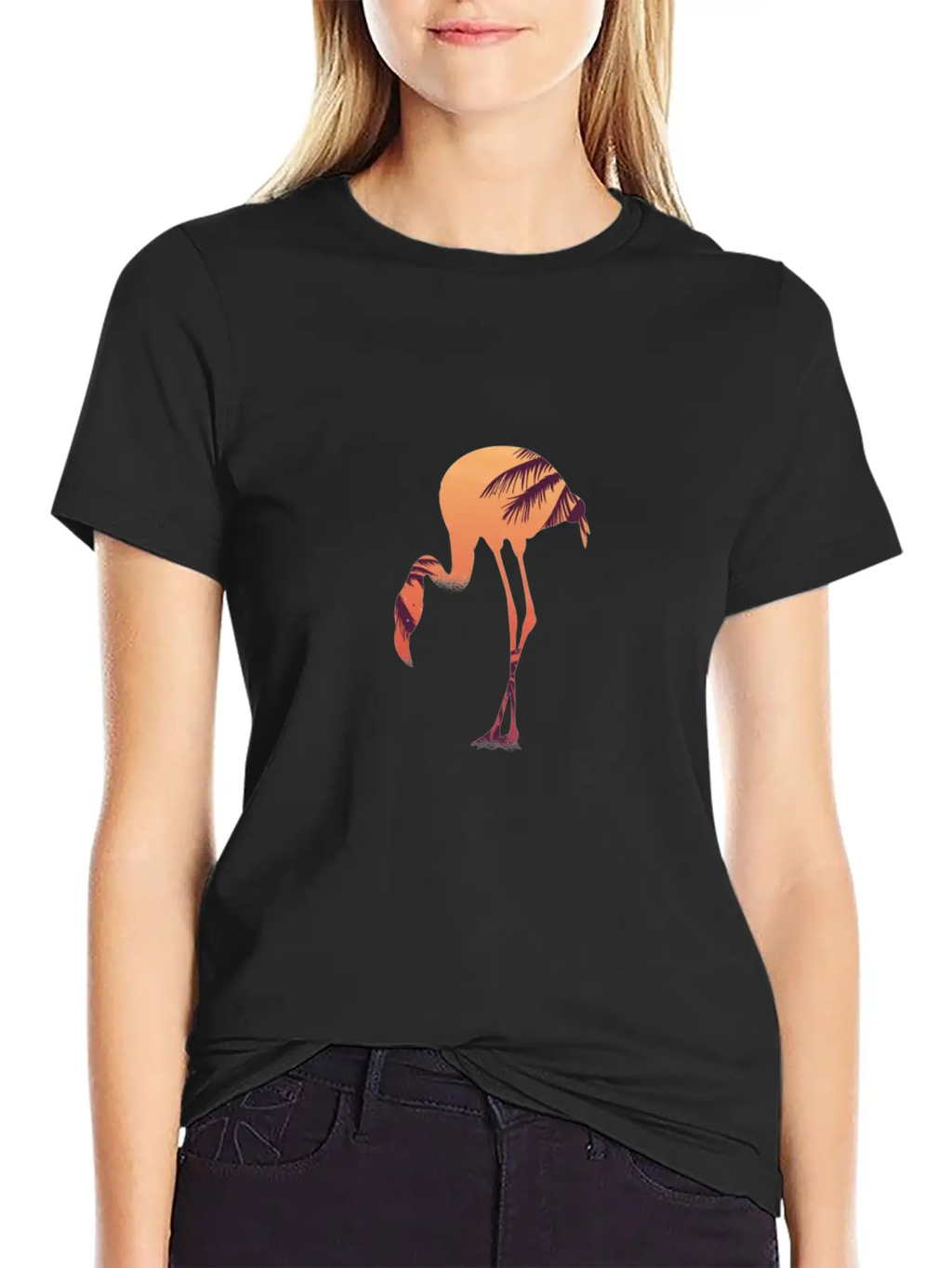 Flamingo Flamingos Drawing Breathable Soft Cotton T-Shirt – Timeless Casual Look