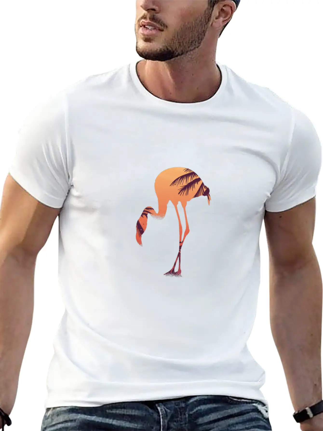 Flamingo Flamingos Drawing Breathable Soft Cotton T-Shirt – Timeless Casual Look