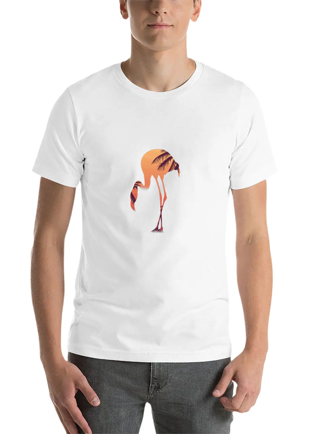 Flamingo Flamingos Drawing Breathable Soft Cotton T-Shirt – Timeless Casual Look