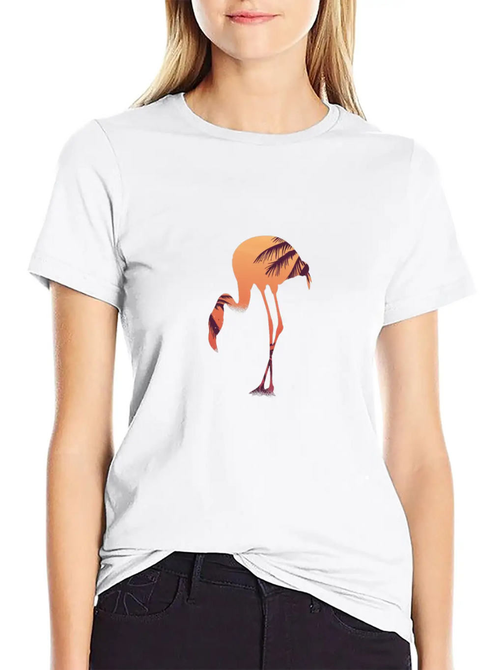Flamingo Flamingos Drawing Breathable Soft Cotton T-Shirt – Timeless Casual Look