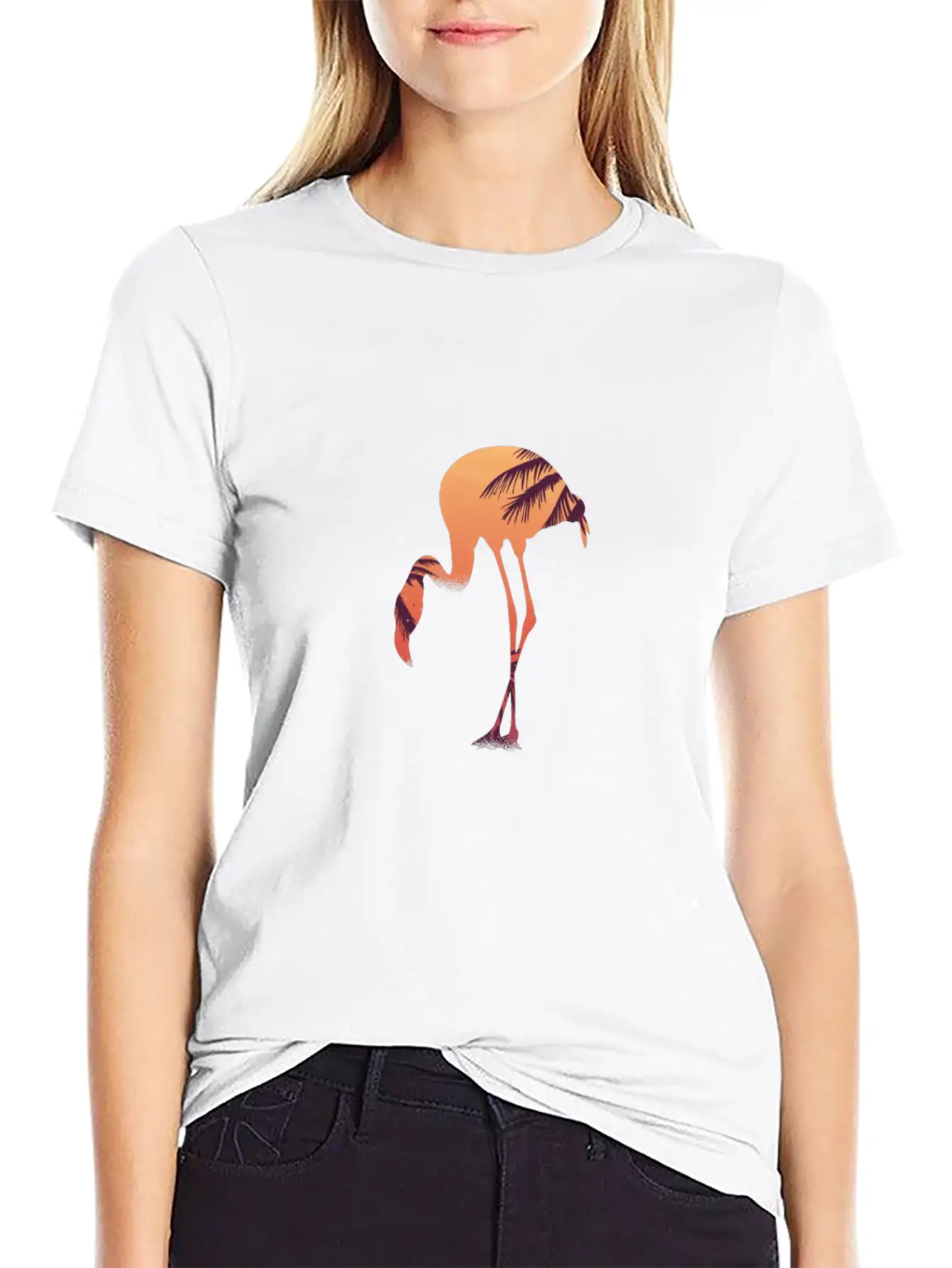 Flamingo Flamingos Drawing Breathable Soft Cotton T-Shirt – Timeless Casual Look