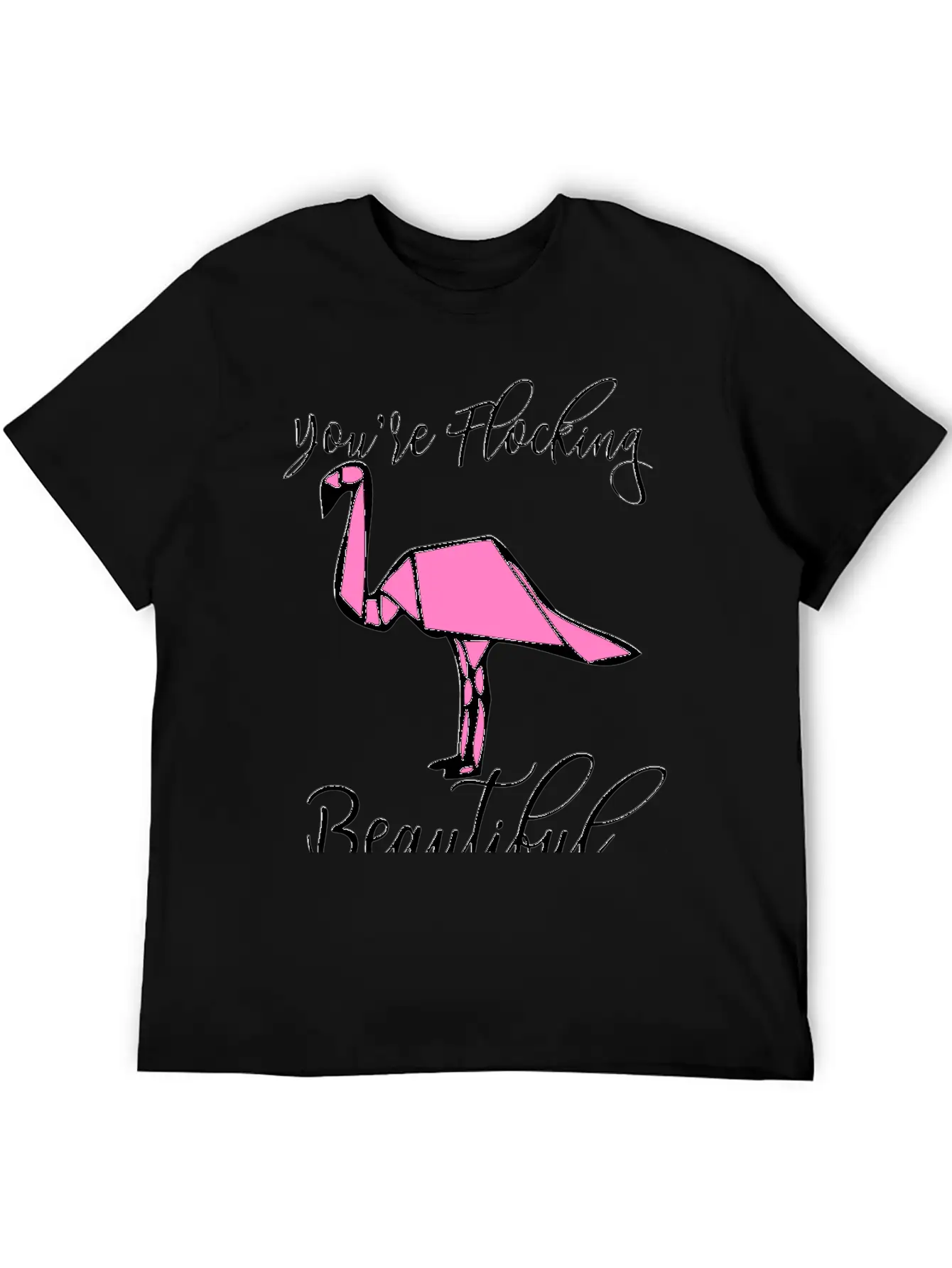 Flamingo Origami Essential Cotton Tee For Daily Outfits – Unisex Style