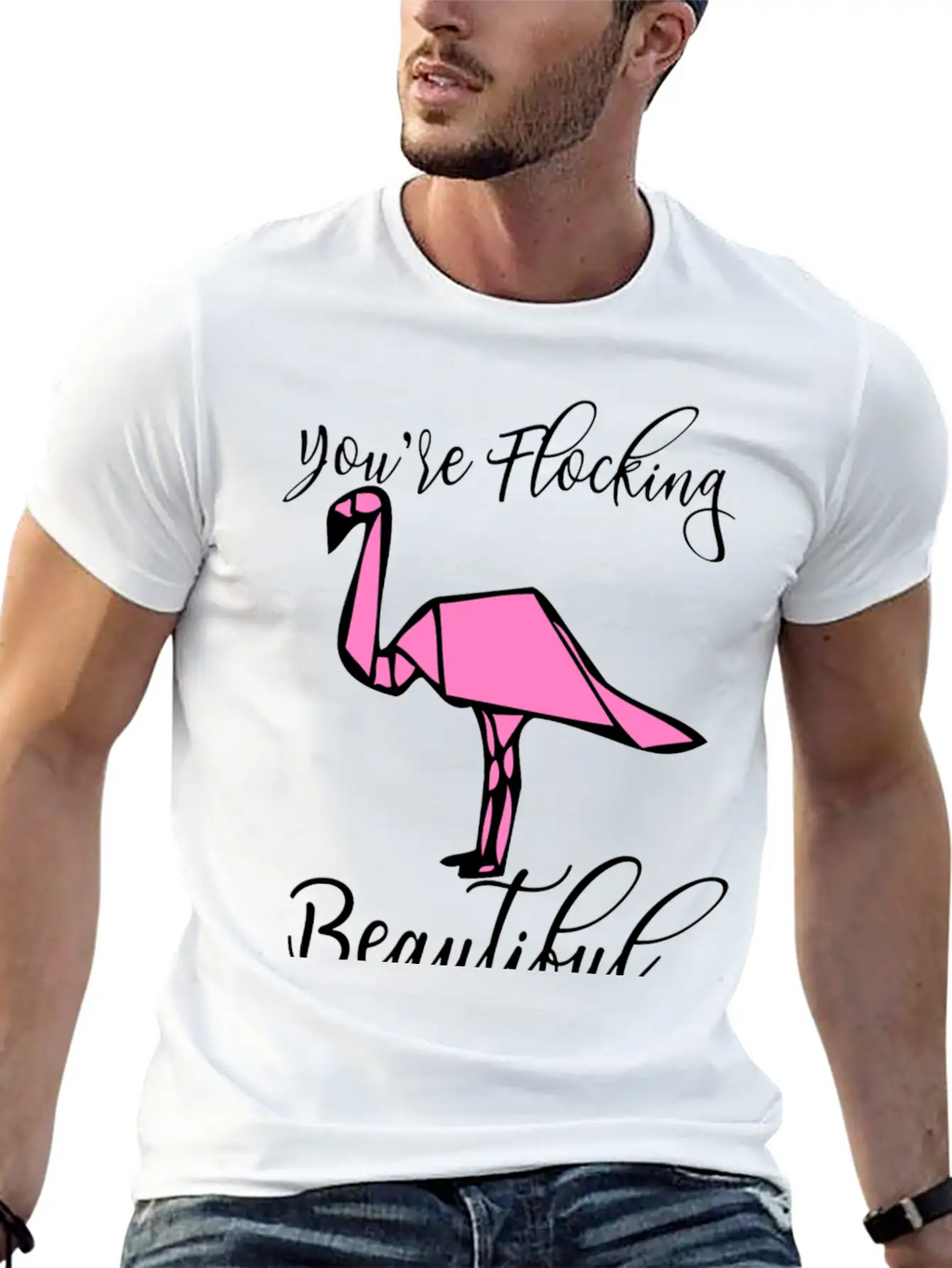 Flamingo Origami Essential Cotton Tee For Daily Outfits – Unisex Style