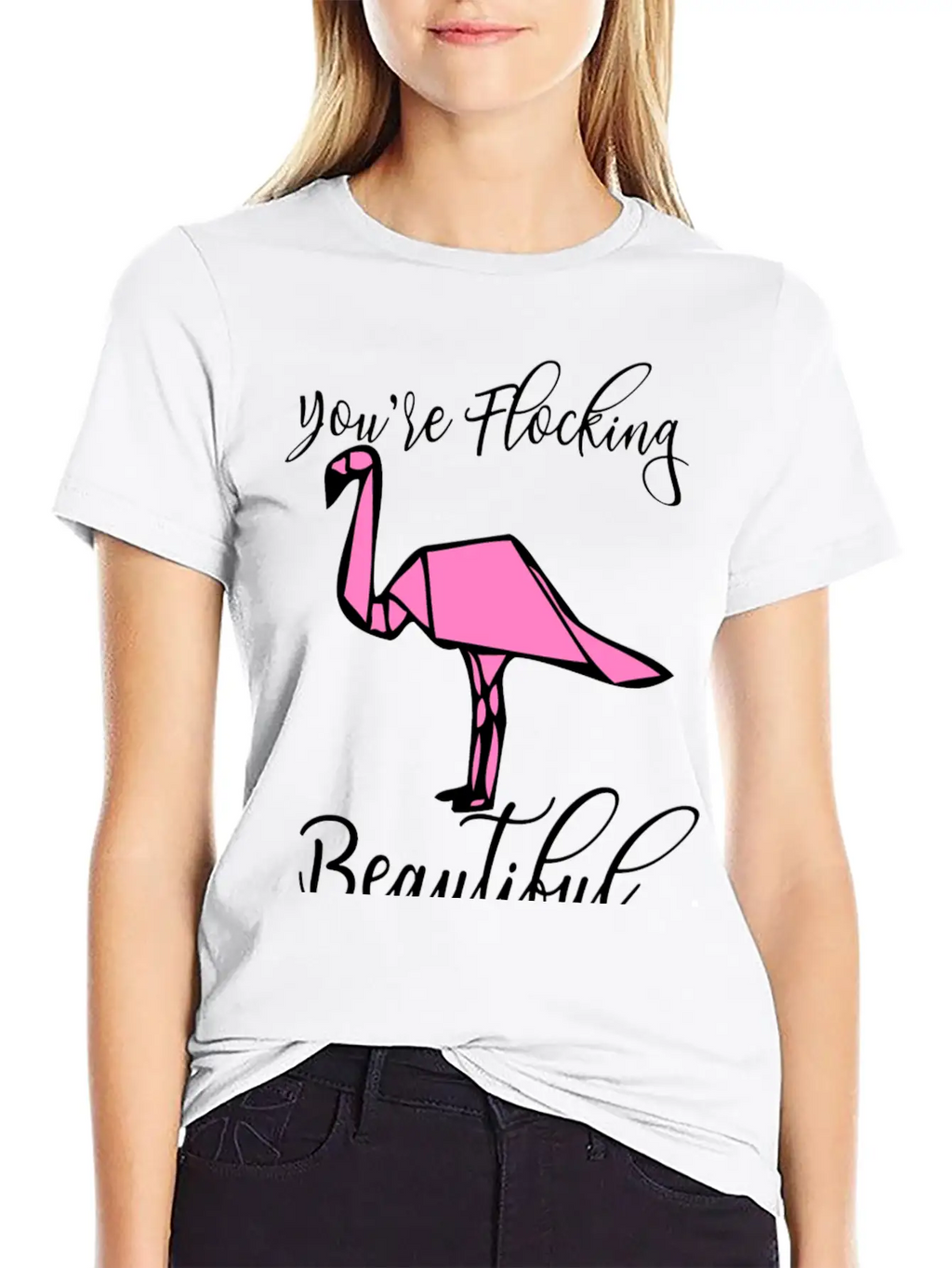 Flamingo Origami Essential Cotton Tee For Daily Outfits – Unisex Style