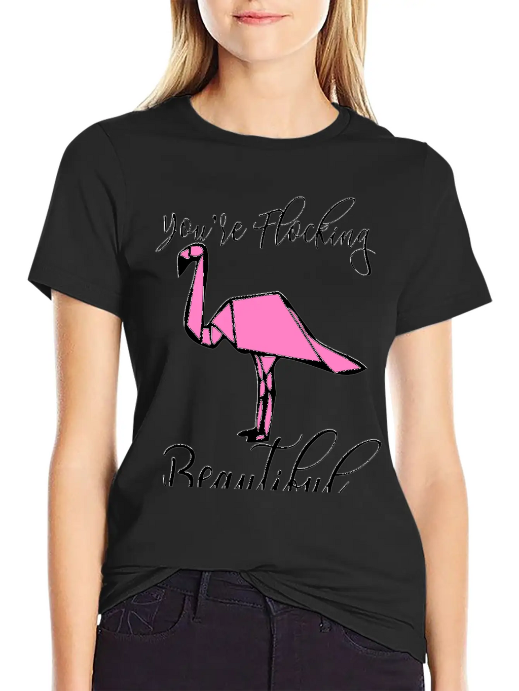 Flamingo Origami Essential Cotton Tee For Daily Outfits – Unisex Style
