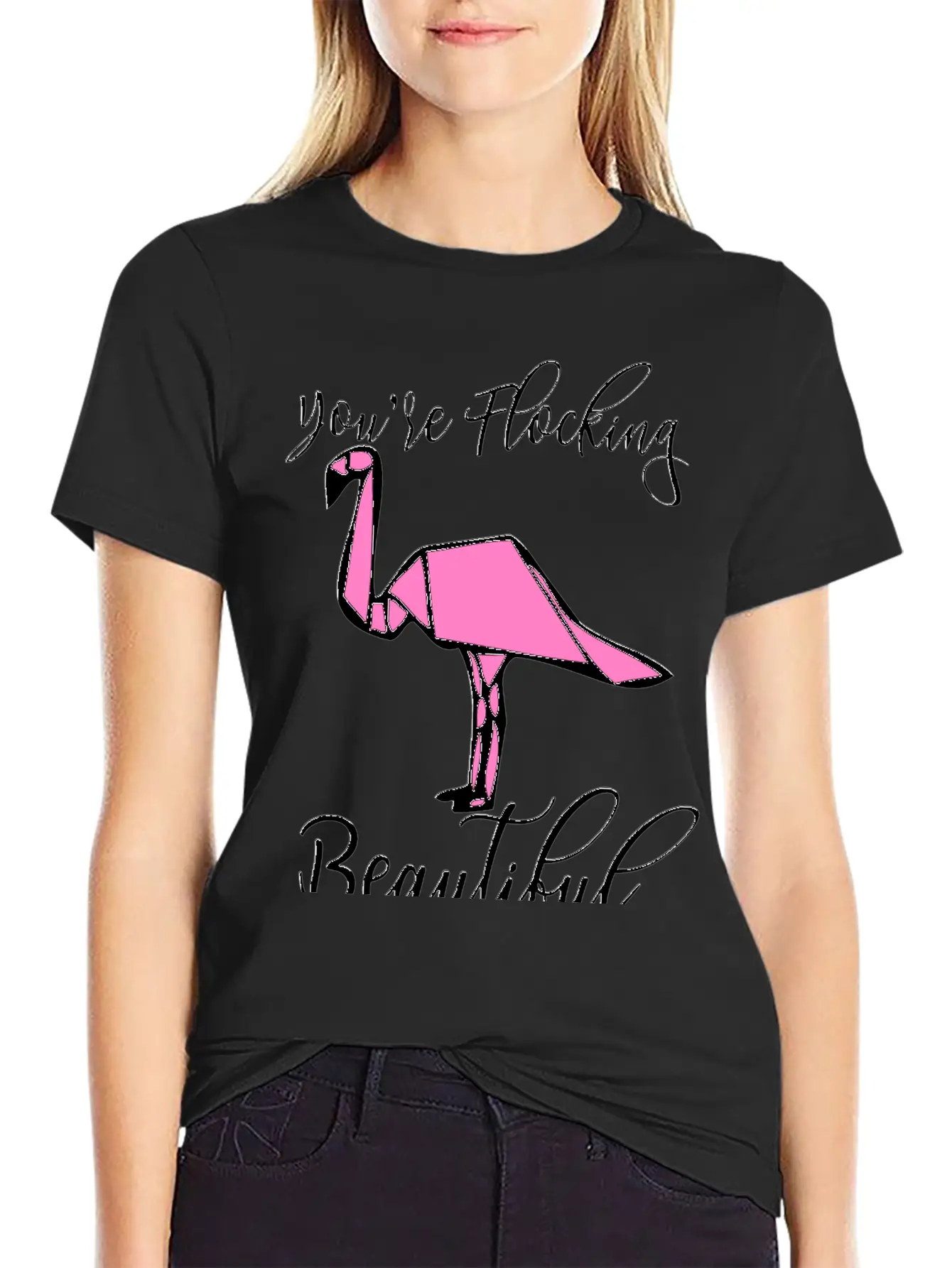 Flamingo Origami Essential Cotton Tee For Daily Outfits – Unisex Style