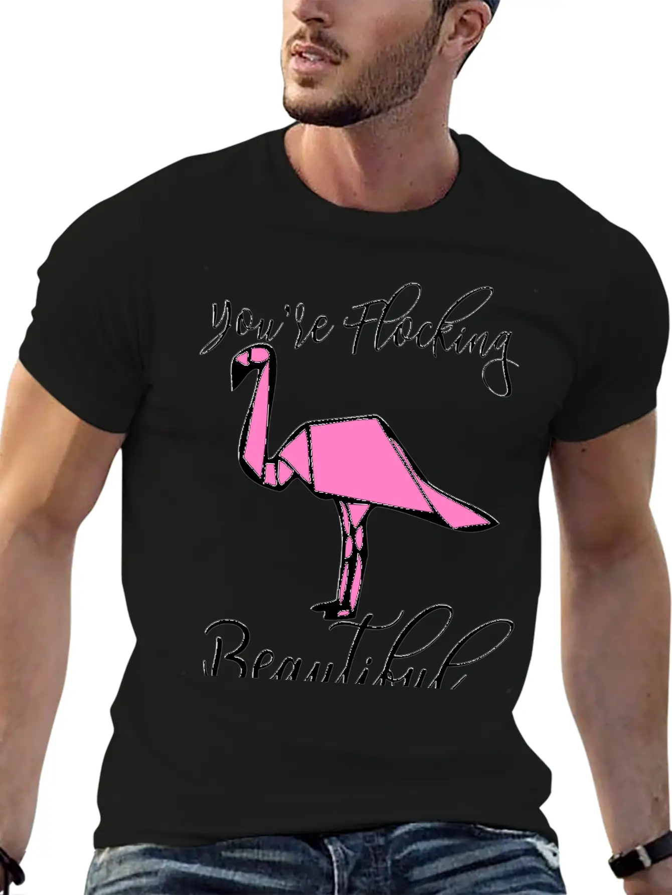 Flamingo Origami Essential Cotton Tee For Daily Outfits – Unisex Style